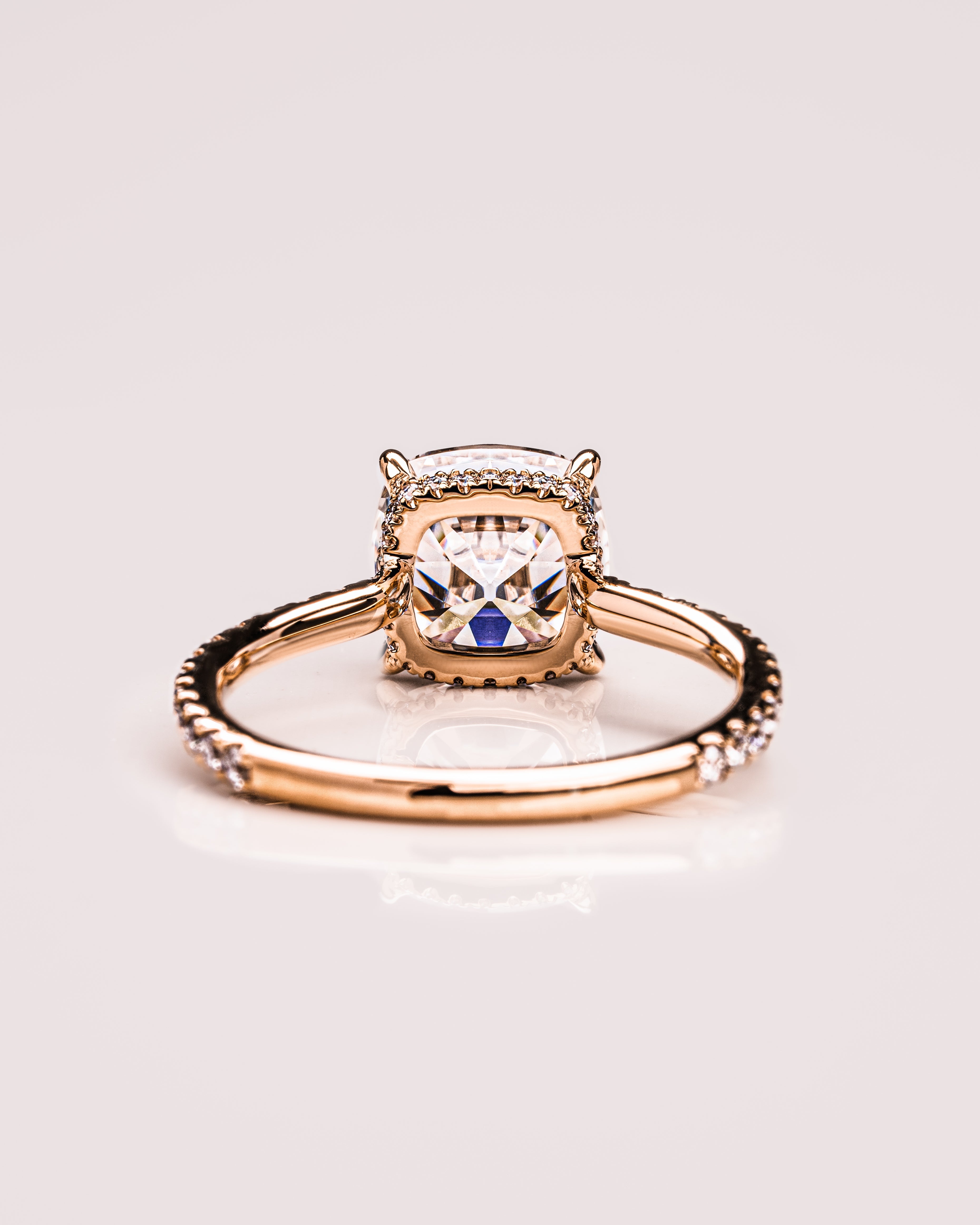 1.74 CT Cushion F/VS2 CVD Diamond Hidden Halo Pave Setting Engagement Ring - Camila Brown