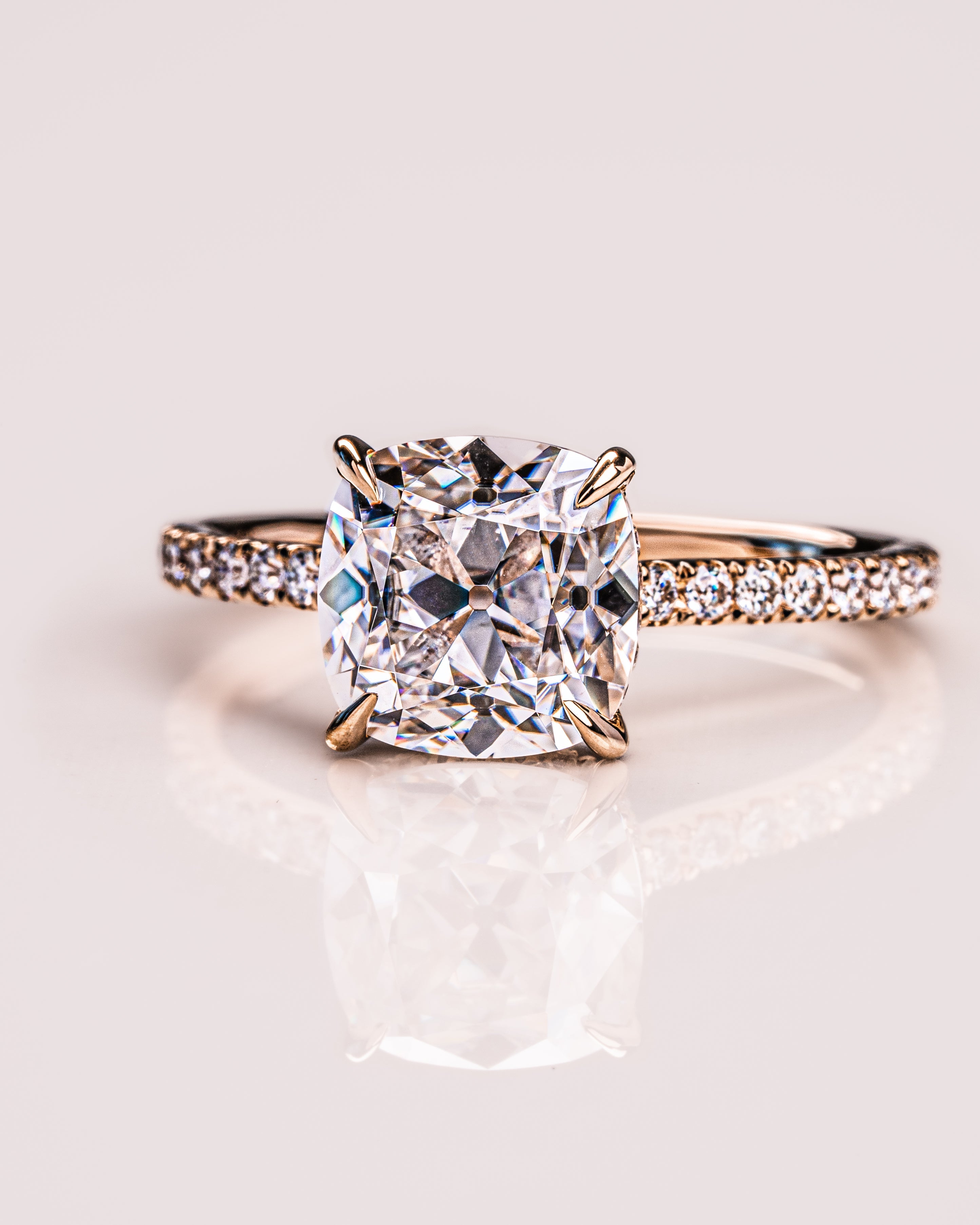 1.74 CT Cushion F/VS2 CVD Diamond Hidden Halo Pave Setting Engagement Ring - Camila Brown