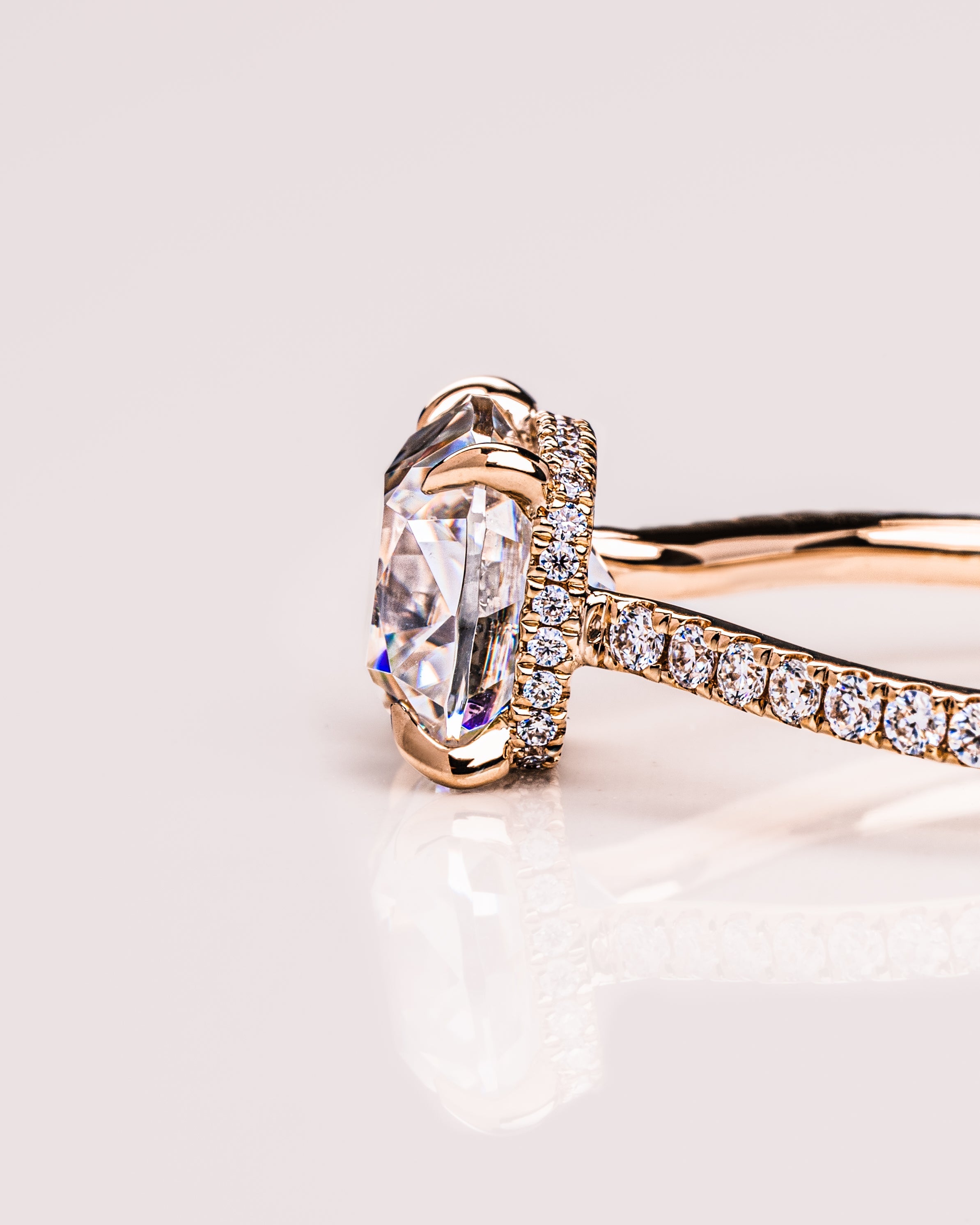 1.74 CT Cushion F/VS2 CVD Diamond Hidden Halo Pave Setting Engagement Ring - Camila Brown