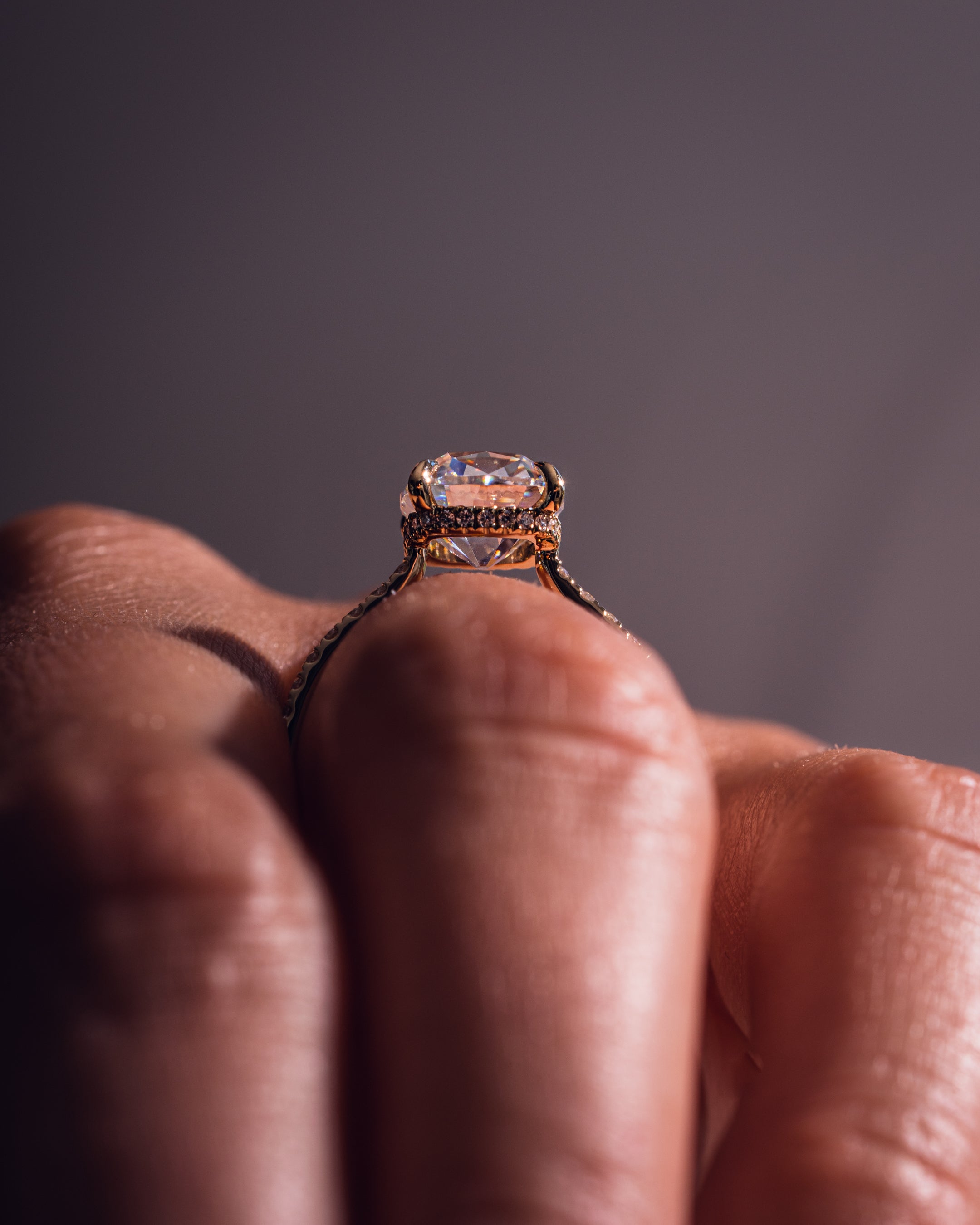 1.74 CT Cushion F/VS2 CVD Diamond Hidden Halo Pave Setting Engagement Ring - Camila Brown