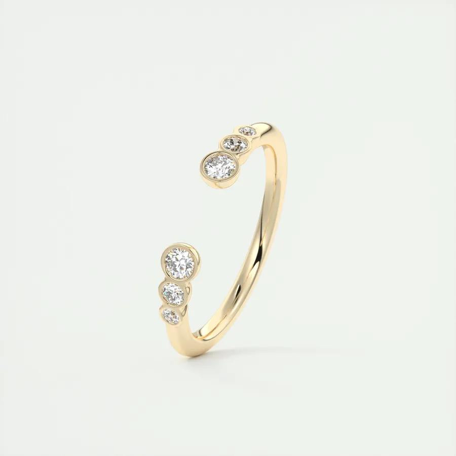 0.22 TCW Round CVD Diamond Bezel Open Wedding Band - Camila Brown