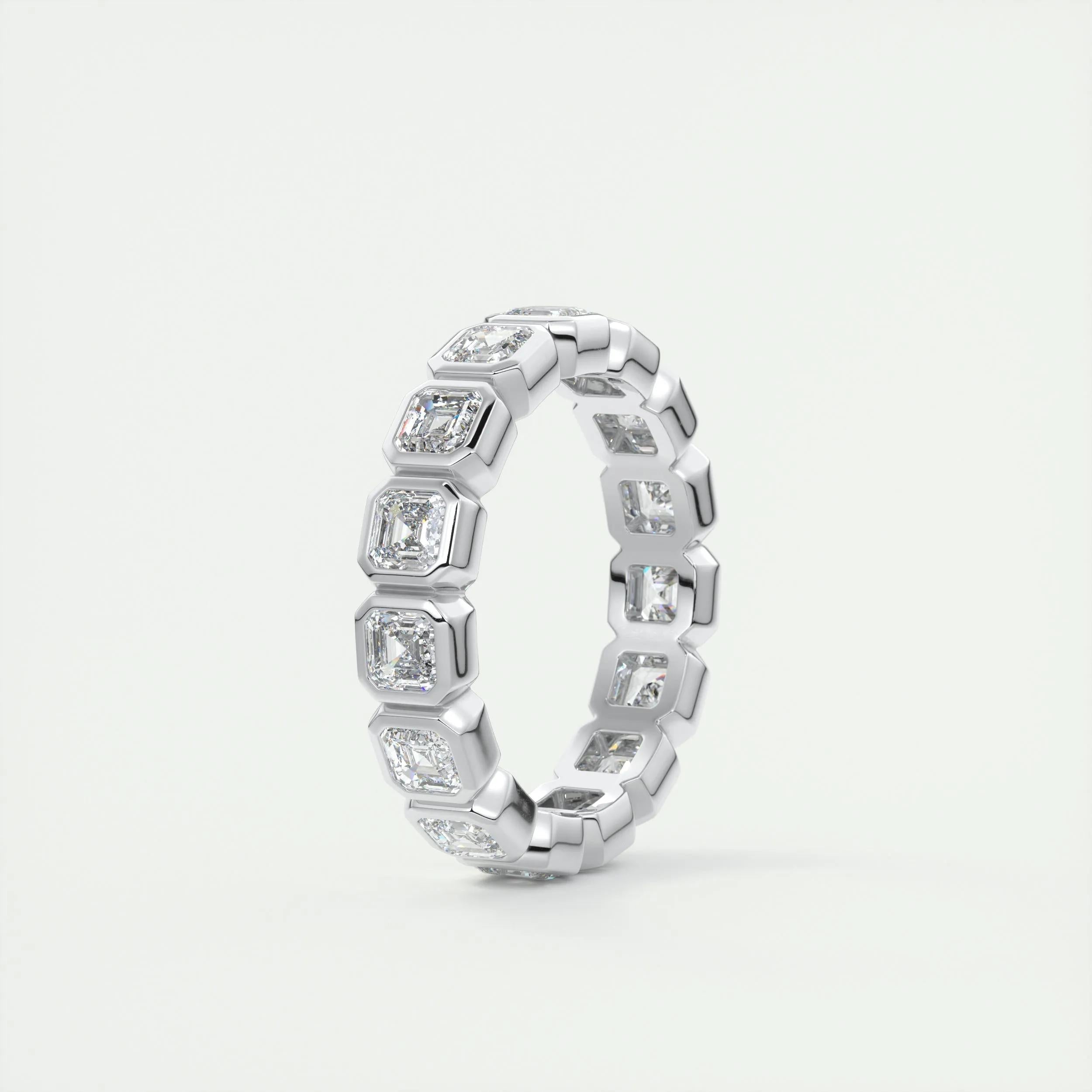 2.25 TCW Asscher CVD Diamond Bezel Wedding Band - Camila Brown