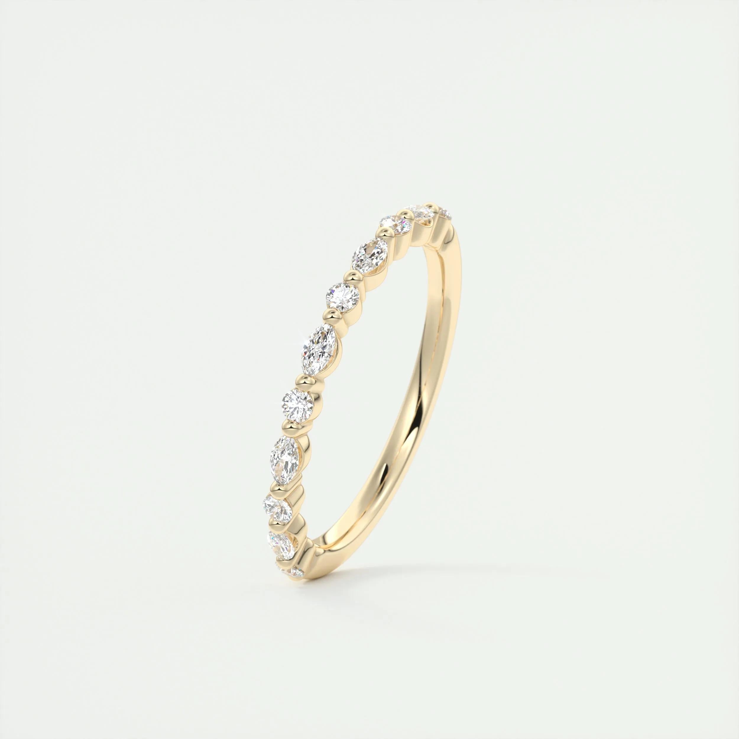 0.32 TCW Marquise & Round CVD Diamond Bubble Prongs Wedding Band - Camila Brown