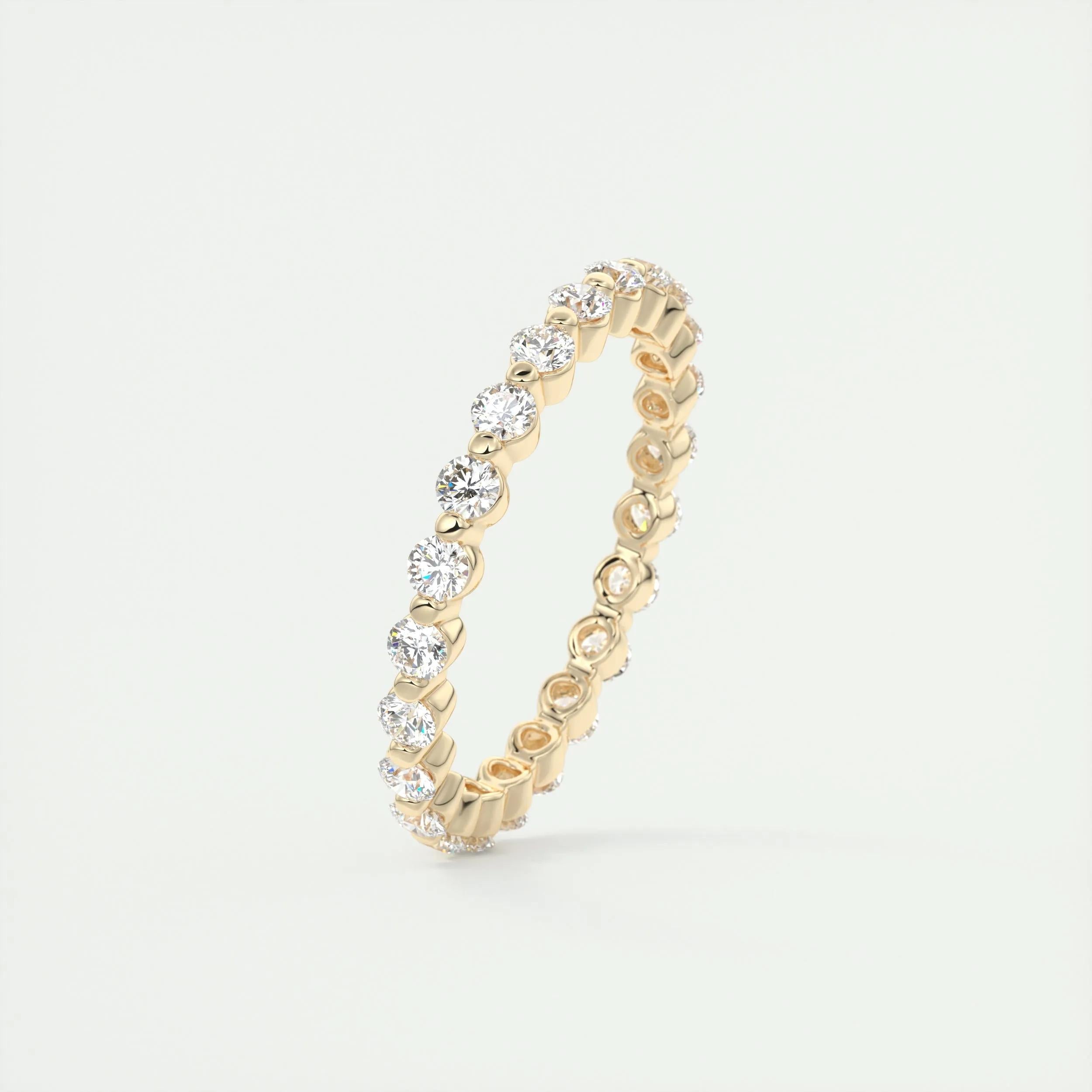 0.69 TCW Round CVD Diamond bubble prong Wedding Band - Camila Brown