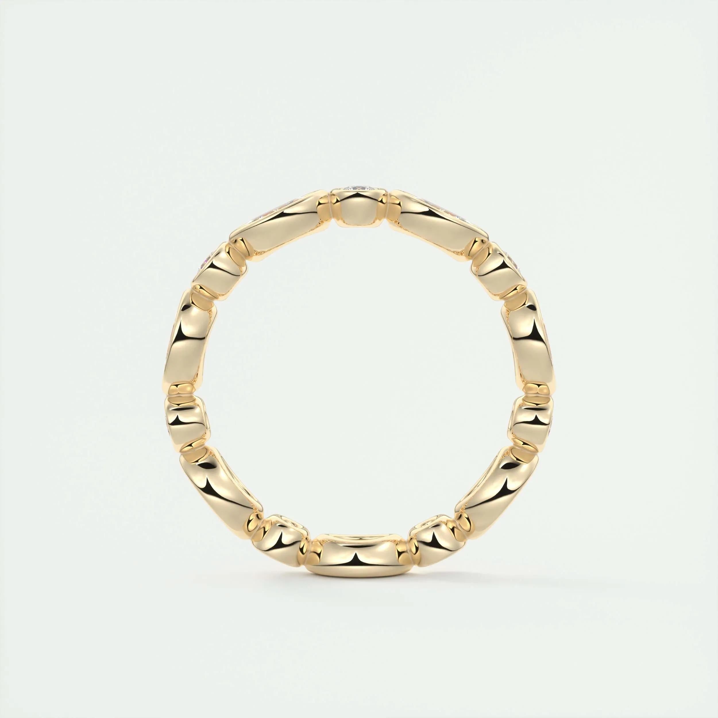 0.98 TCW Marquise & Round CVD Diamond Bezel Setting Wedding Band - Camila Brown
