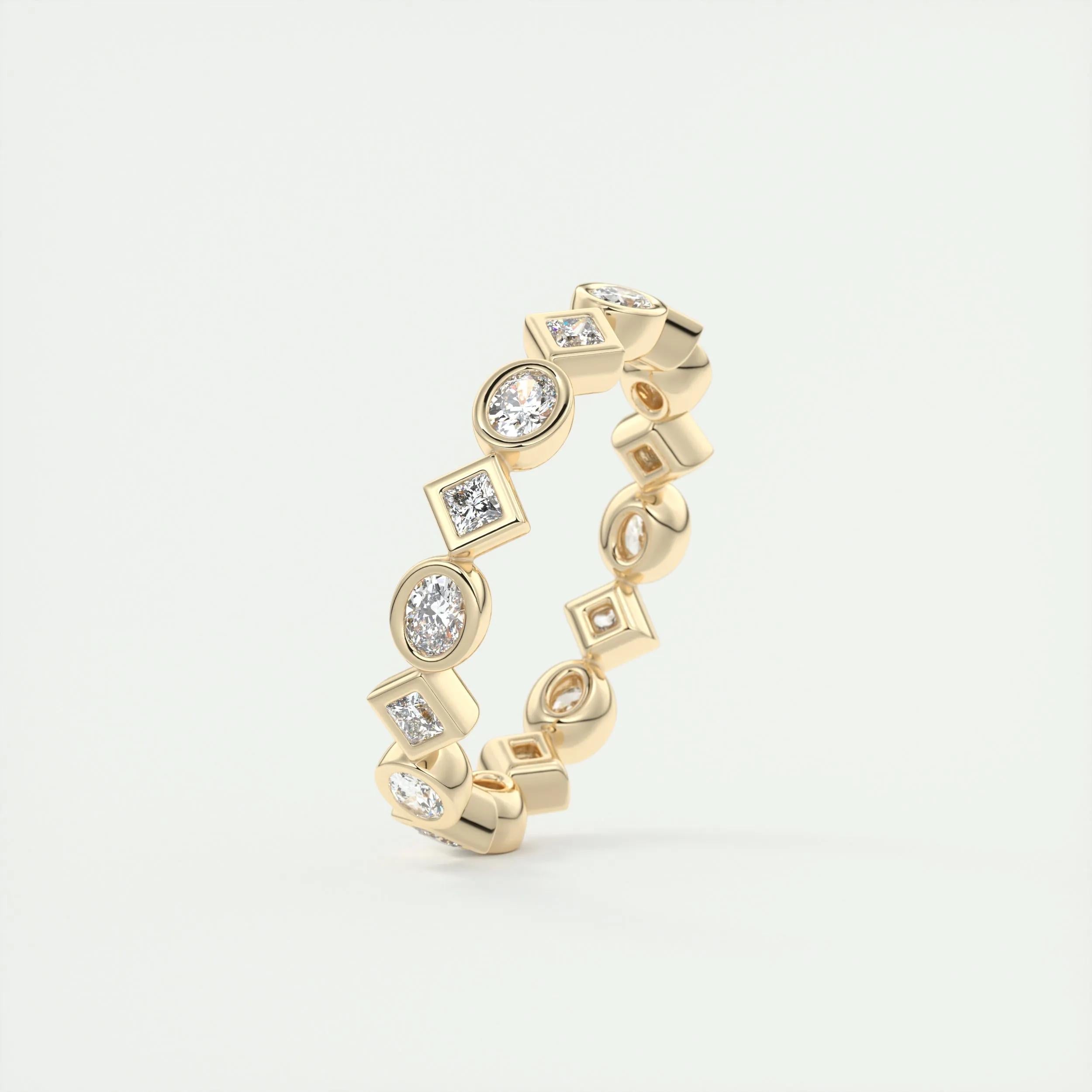0.72 TCW Oval & Princess CVD Diamond Bezel Setting Wedding Band - Camila Brown