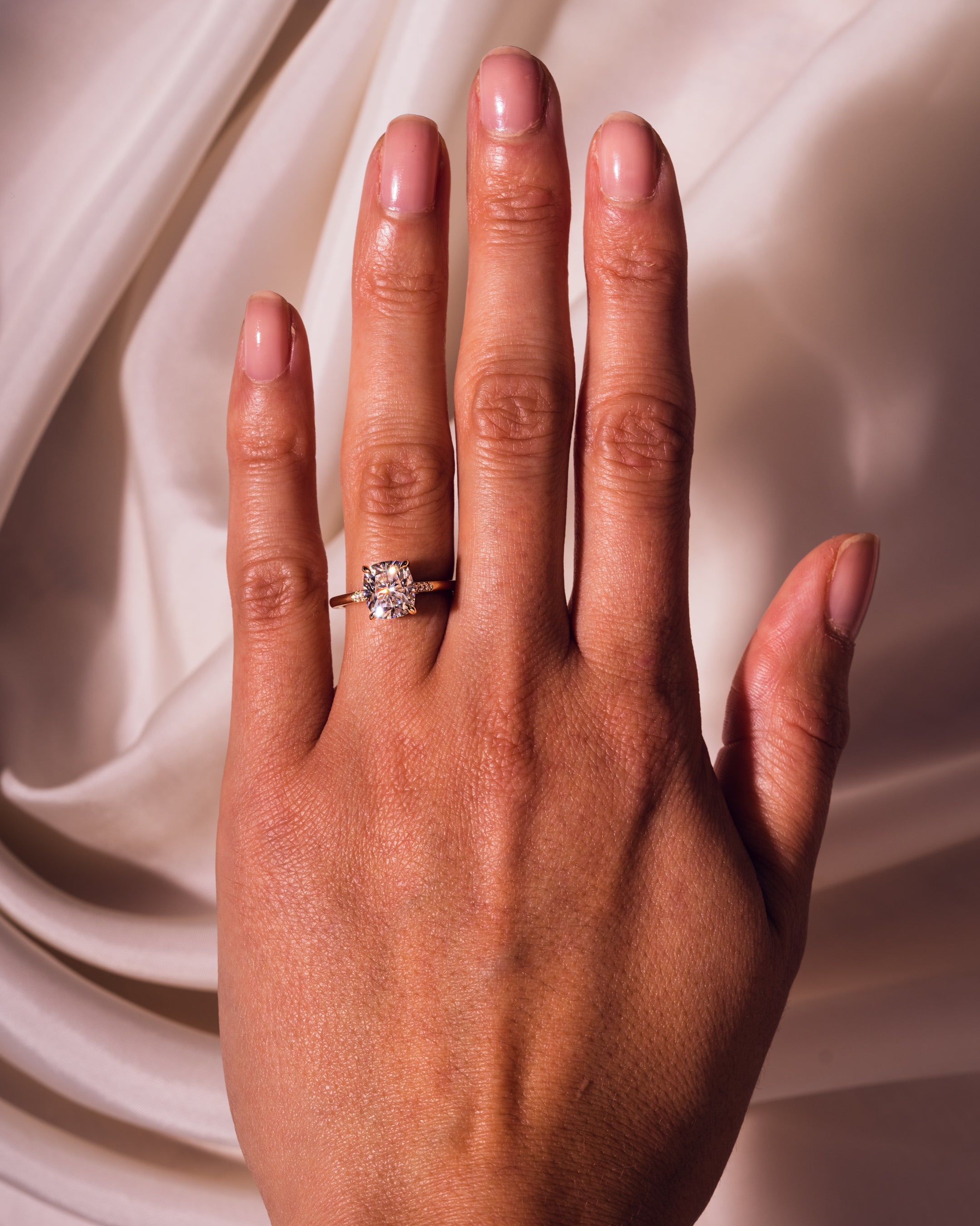 1.49 CT Cushion E/VS2 CVD Diamond Hidden Halo Engagement Ring - Camila Brown