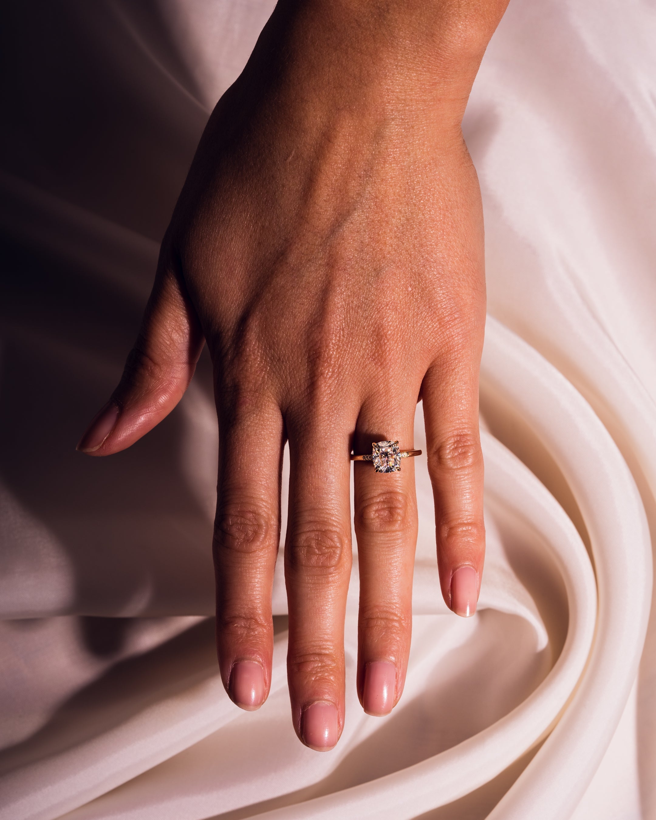 1.49 CT Cushion E/VS2 CVD Diamond Hidden Halo Engagement Ring - Camila Brown