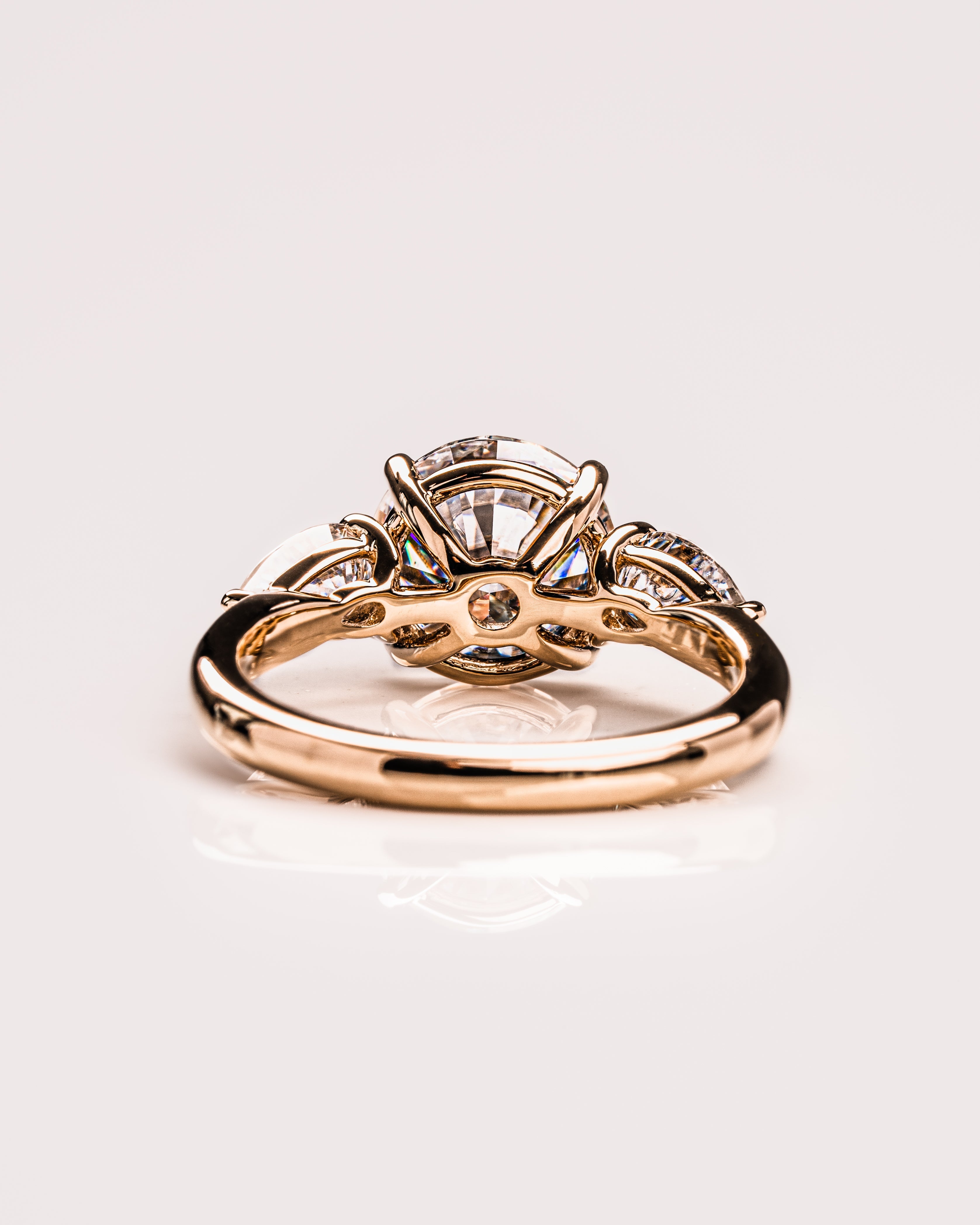 1.08-3.08 CT Round F/VS2 CVD Diamond Three Stone Engagement Ring - Camila Brown