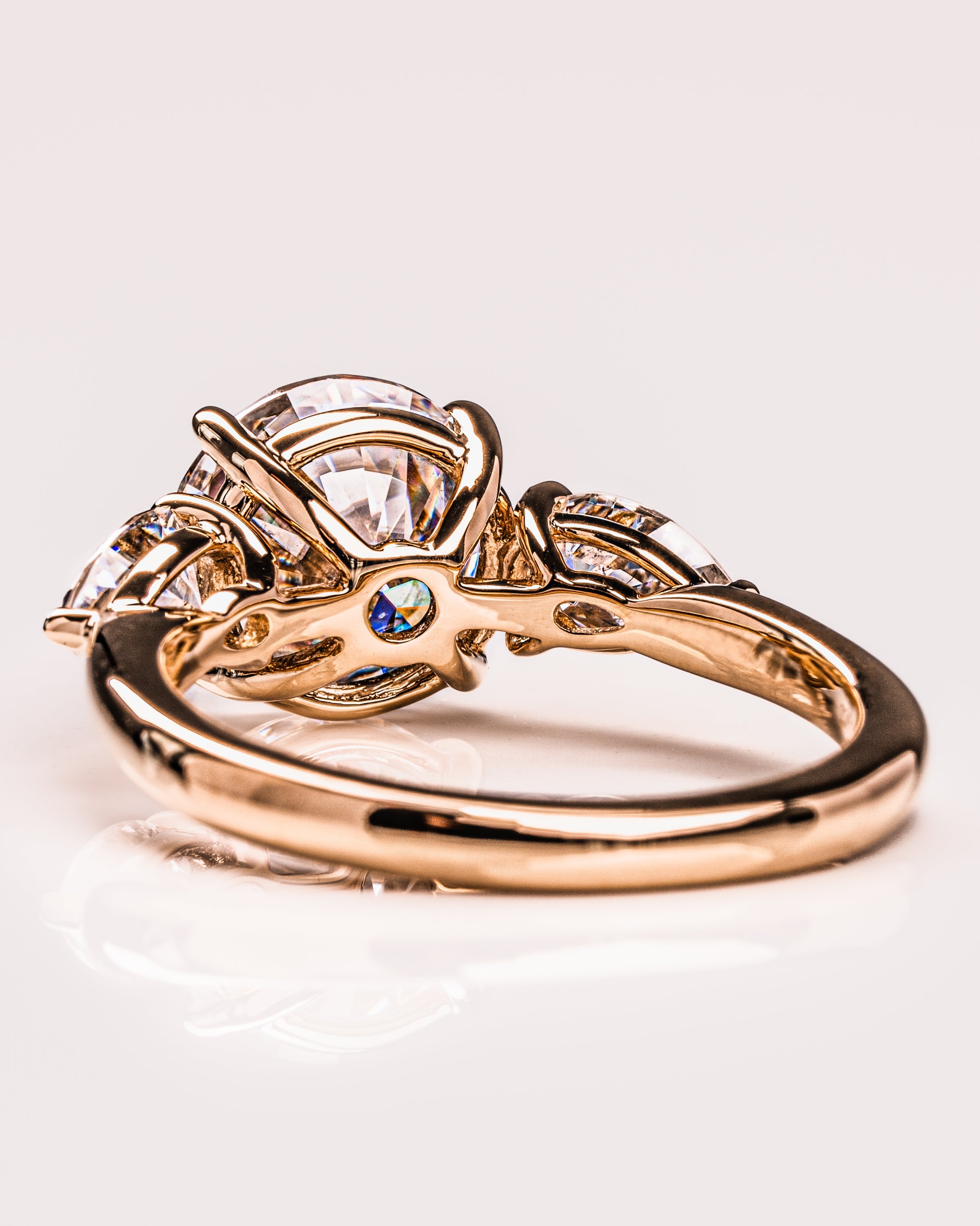 1.08-3.08 CT Round F/VS2 CVD Diamond Three Stone Engagement Ring - Camila Brown