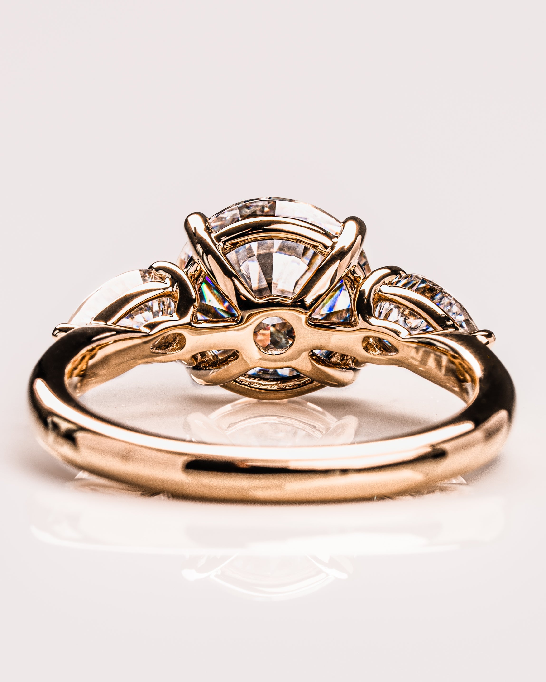 1.08-3.08 CT Round F/VS2 CVD Diamond Three Stone Engagement Ring - Camila Brown