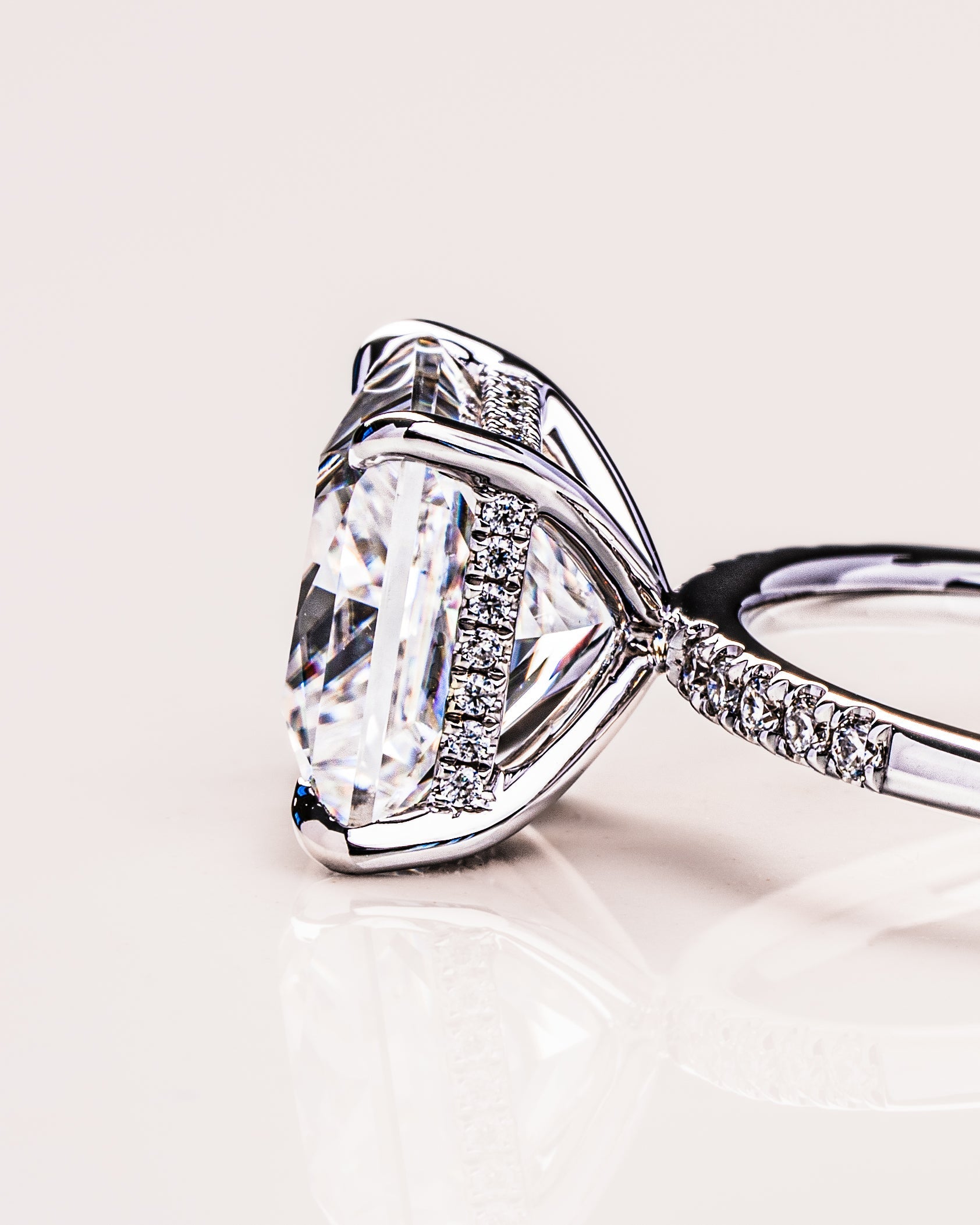 1.87 - 3.87 CT Princess E/VS1 CVD Diamond Hidden Halo Engagement Ring - Camila Brown