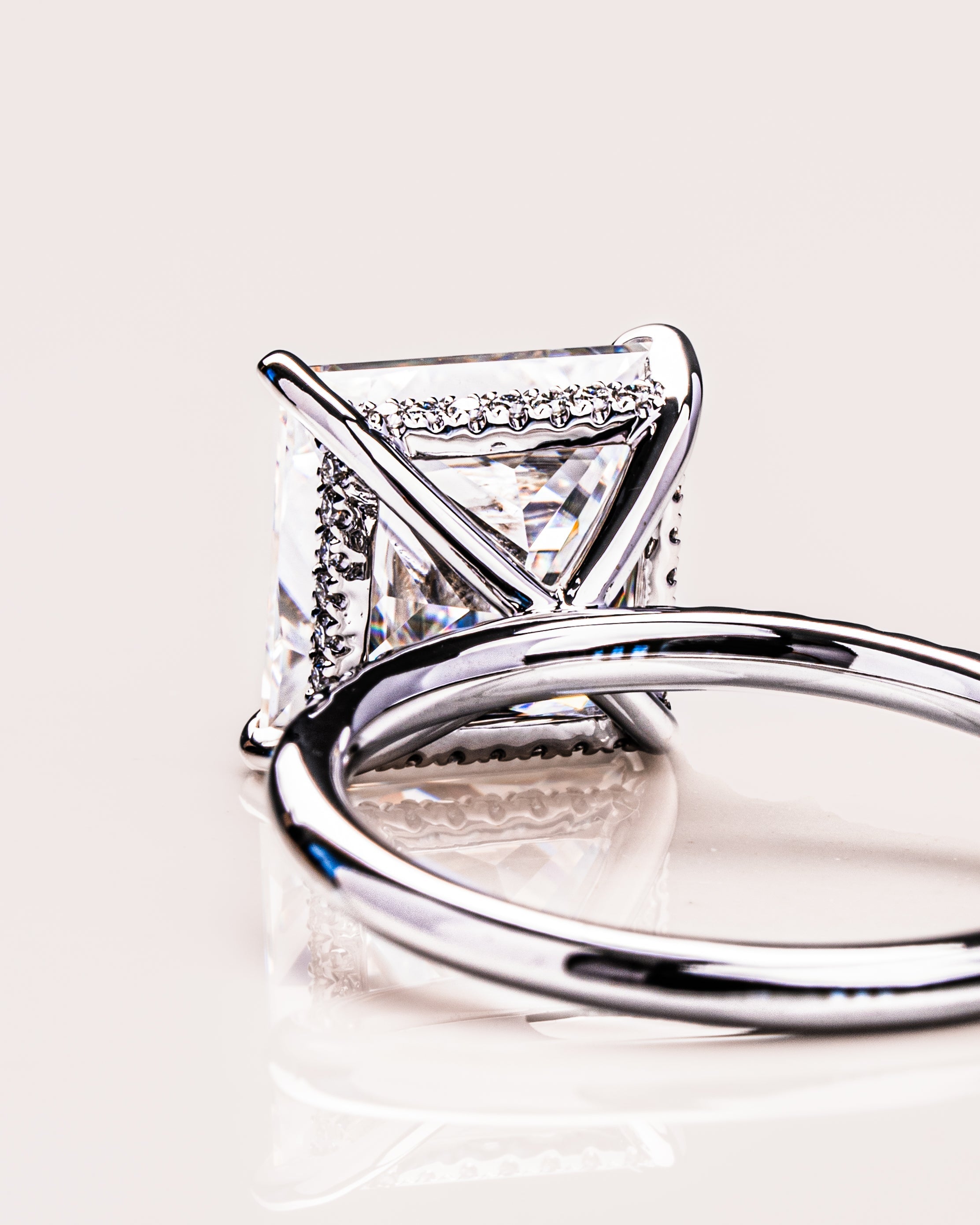 1.87 - 3.87 CT Princess E/VS1 CVD Diamond Hidden Halo Engagement Ring - Camila Brown