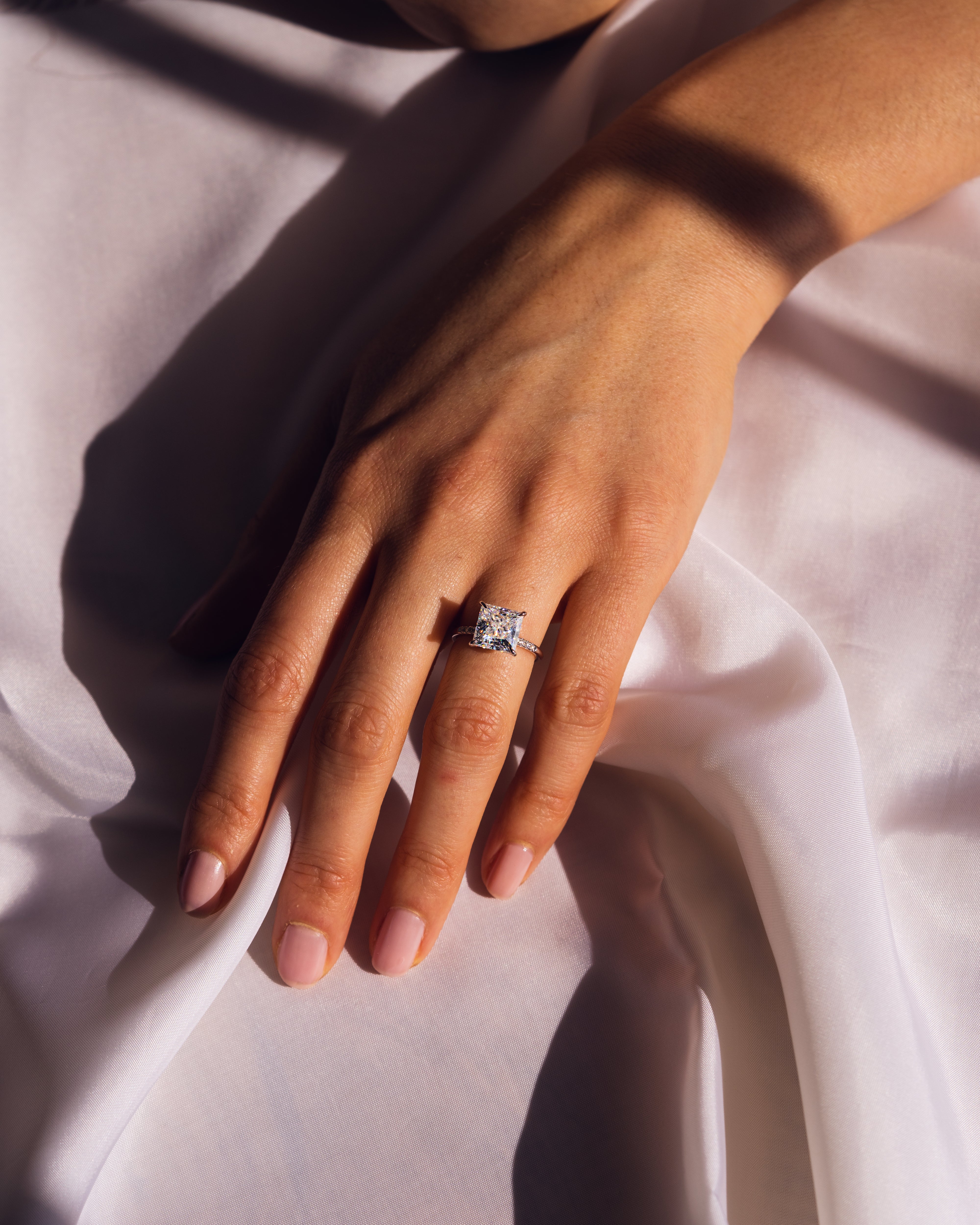 1.87 - 3.87 CT Princess E/VS1 CVD Diamond Hidden Halo Engagement Ring - Camila Brown