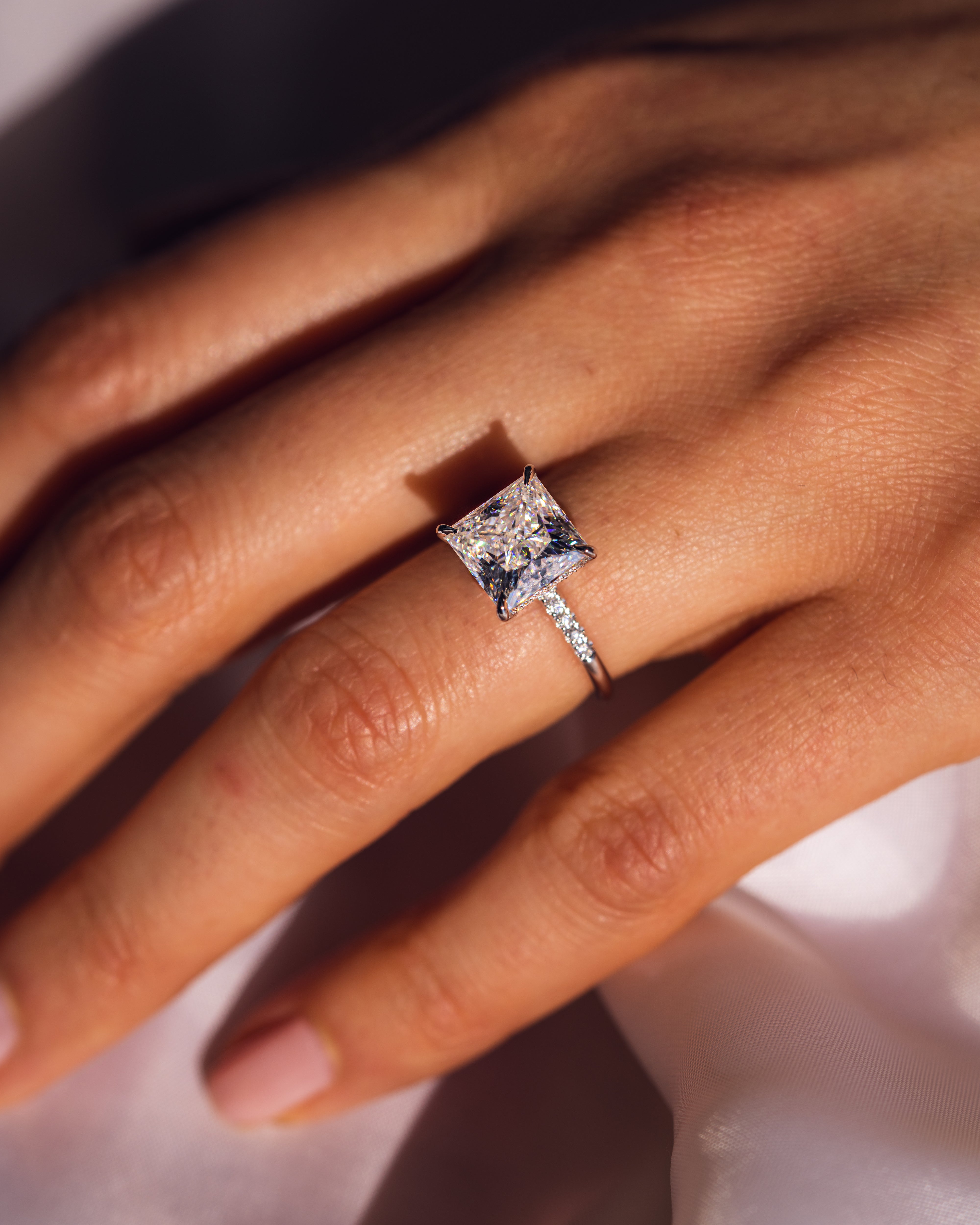 1.87 - 3.87 CT Princess E/VS1 CVD Diamond Hidden Halo Engagement Ring - Camila Brown