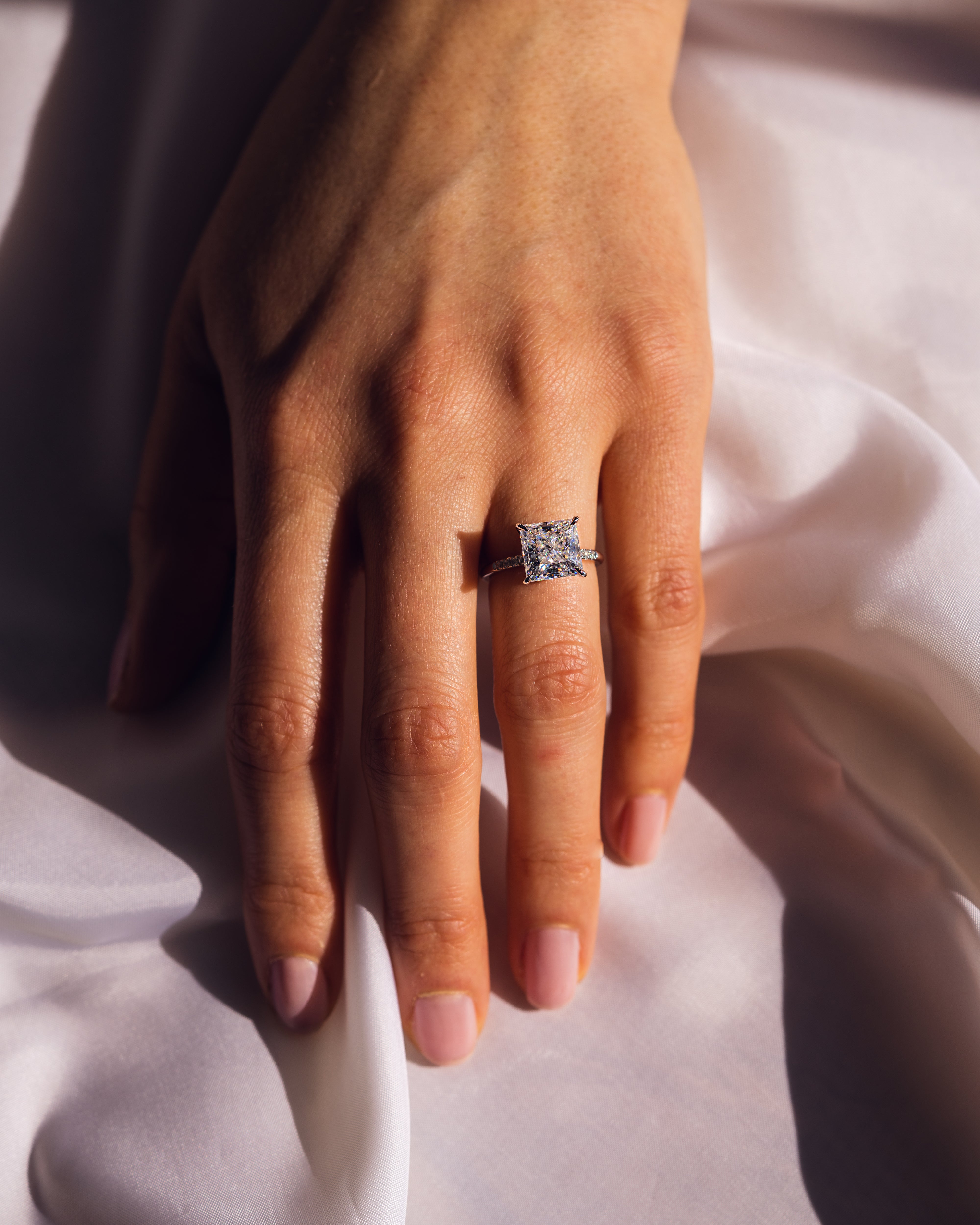 1.87 - 3.87 CT Princess E/VS1 CVD Diamond Hidden Halo Engagement Ring - Camila Brown