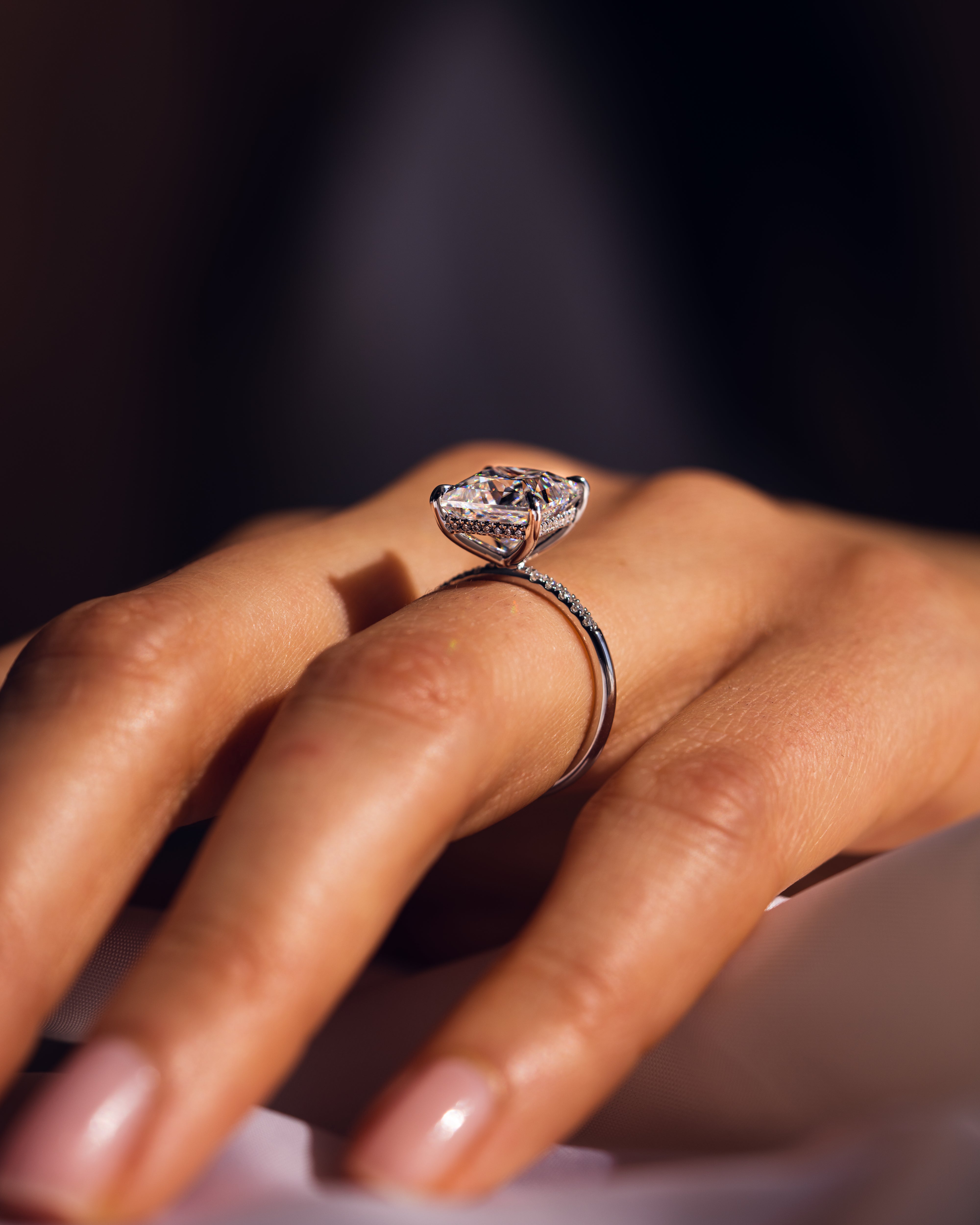 1.87 - 3.87 CT Princess E/VS1 CVD Diamond Hidden Halo Engagement Ring - Camila Brown