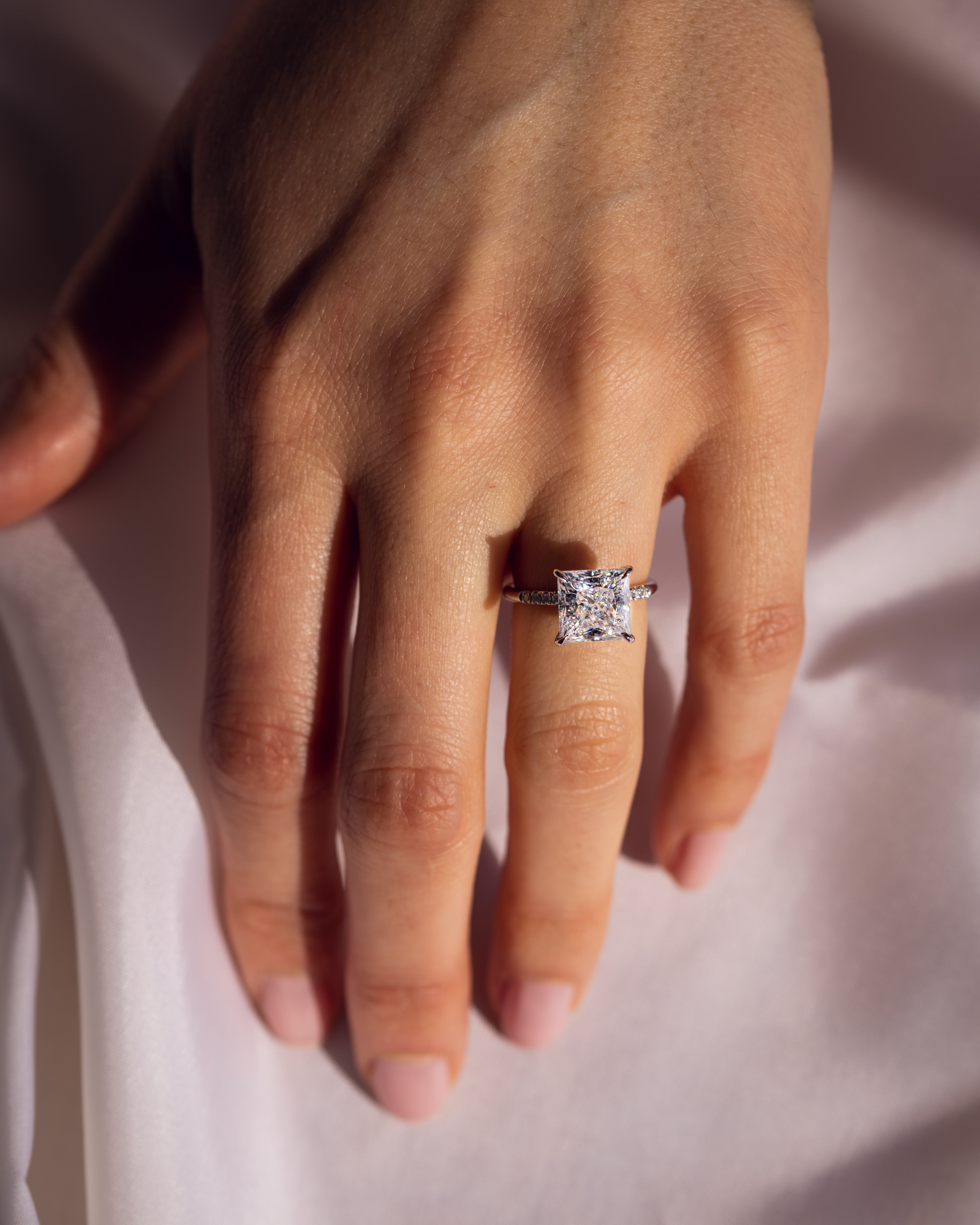 1.87 - 3.87 CT Princess E/VS1 CVD Diamond Hidden Halo Engagement Ring - Camila Brown