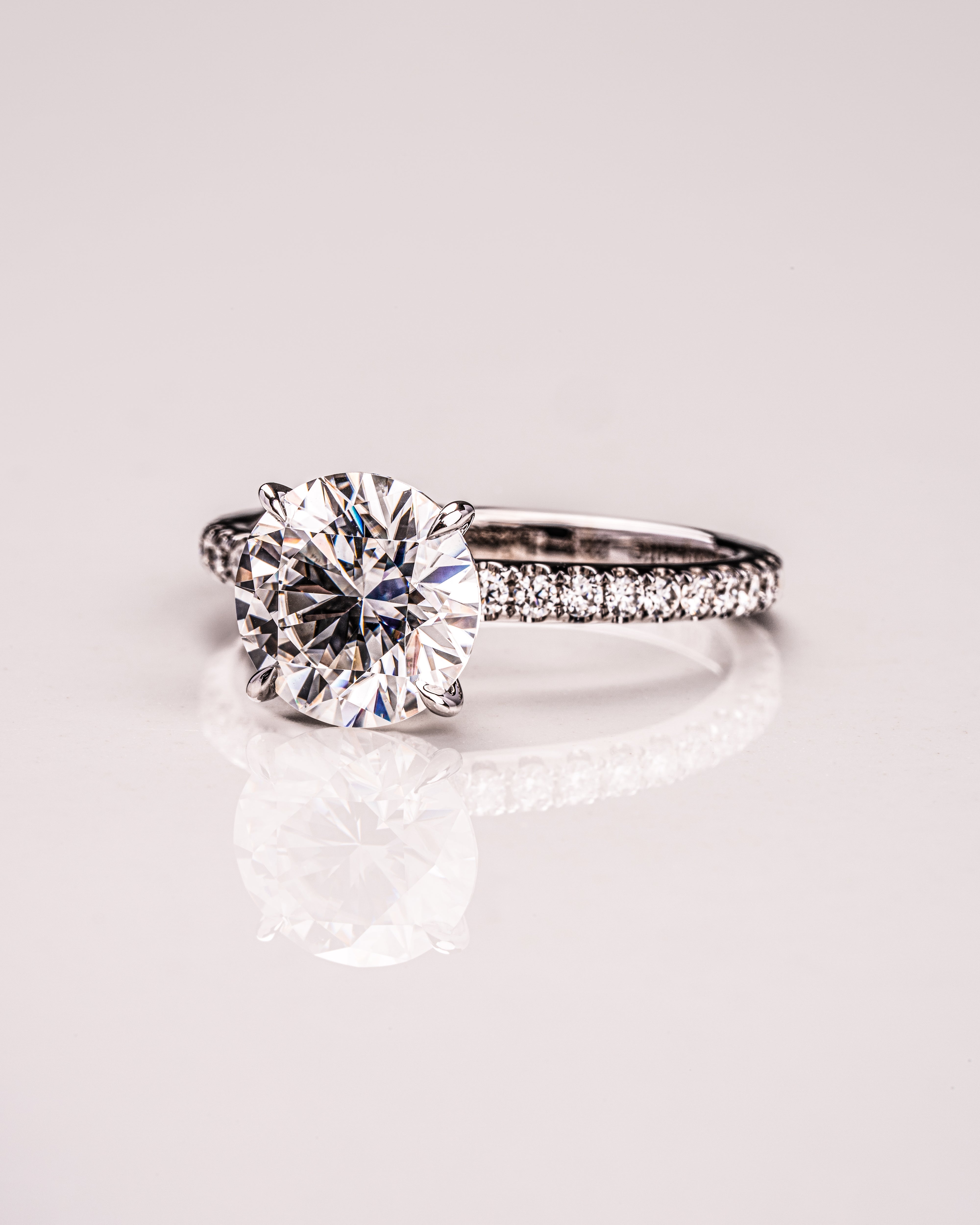 1.90 - 3.90 CT Round F/VS2 CVD Diamond Pave Setting Engagement Ring - Camila Brown