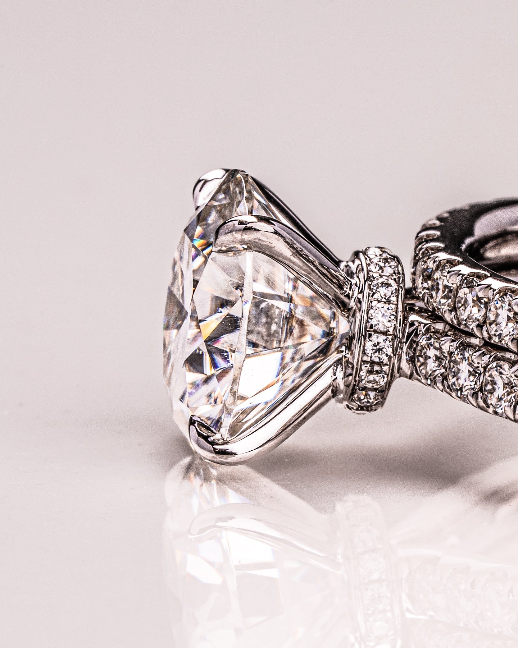 1.90 - 3.90 CT Round F/VS2 CVD Diamond Pave Setting Engagement Ring - Camila Brown