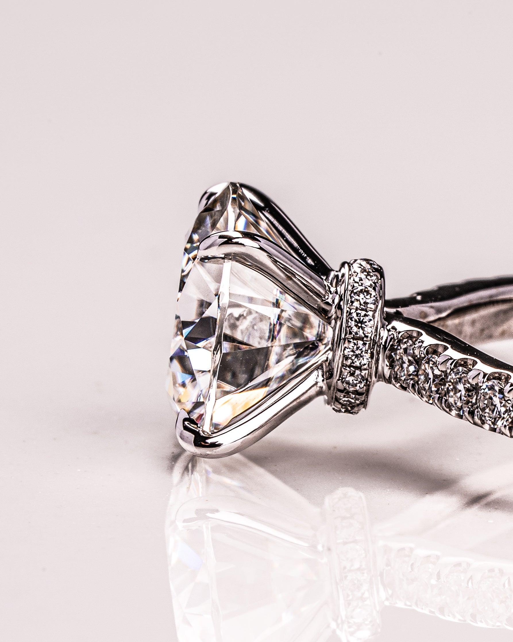 1.90 - 3.90 CT Round F/VS2 CVD Diamond Pave Setting Engagement Ring - Camila Brown