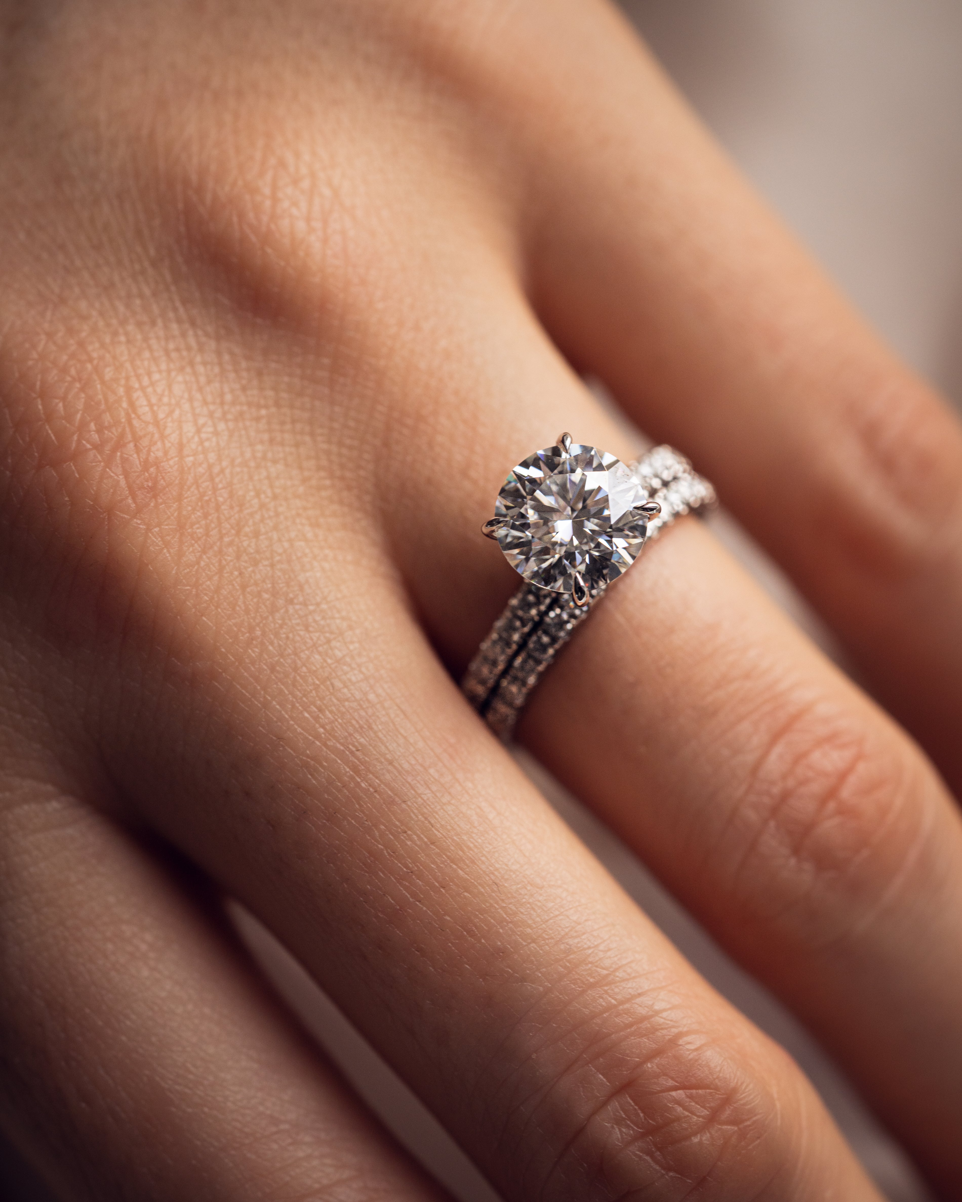 1.90 - 3.90 CT Round F/VS2 CVD Diamond Pave Setting Engagement Ring - Camila Brown