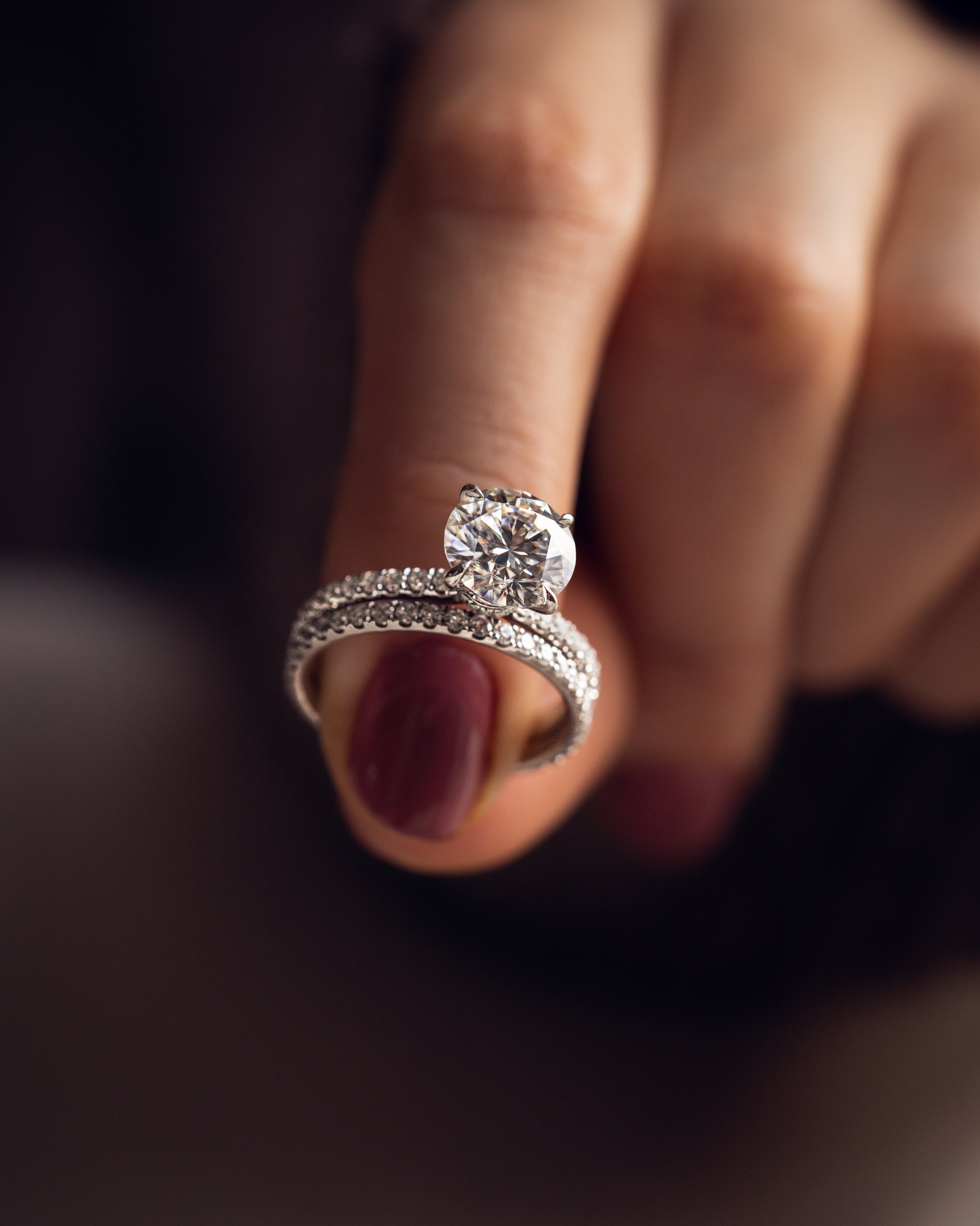 1.90 - 3.90 CT Round F/VS2 CVD Diamond Pave Setting Engagement Ring - Camila Brown