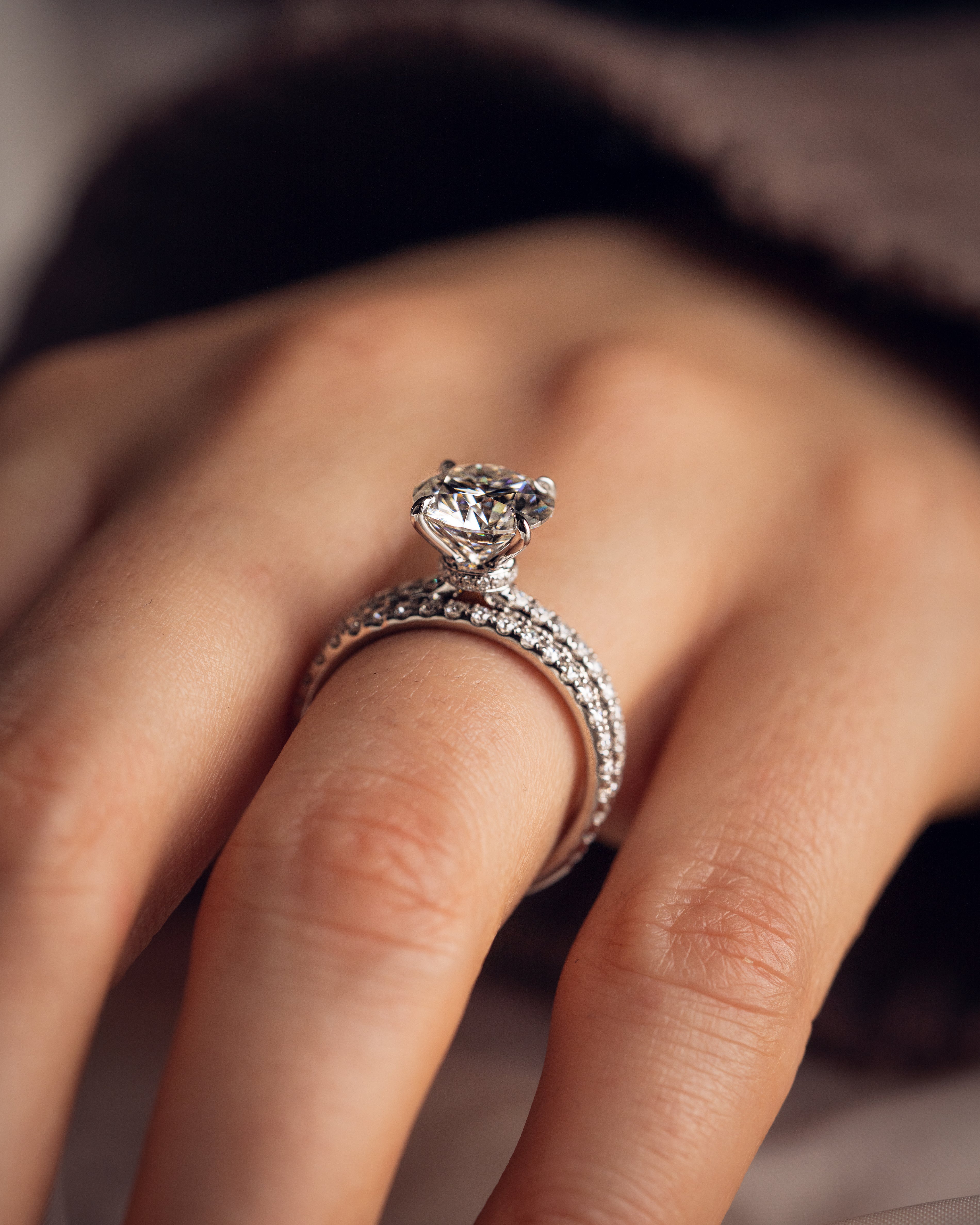 1.90 - 3.90 CT Round F/VS2 CVD Diamond Pave Setting Engagement Ring - Camila Brown