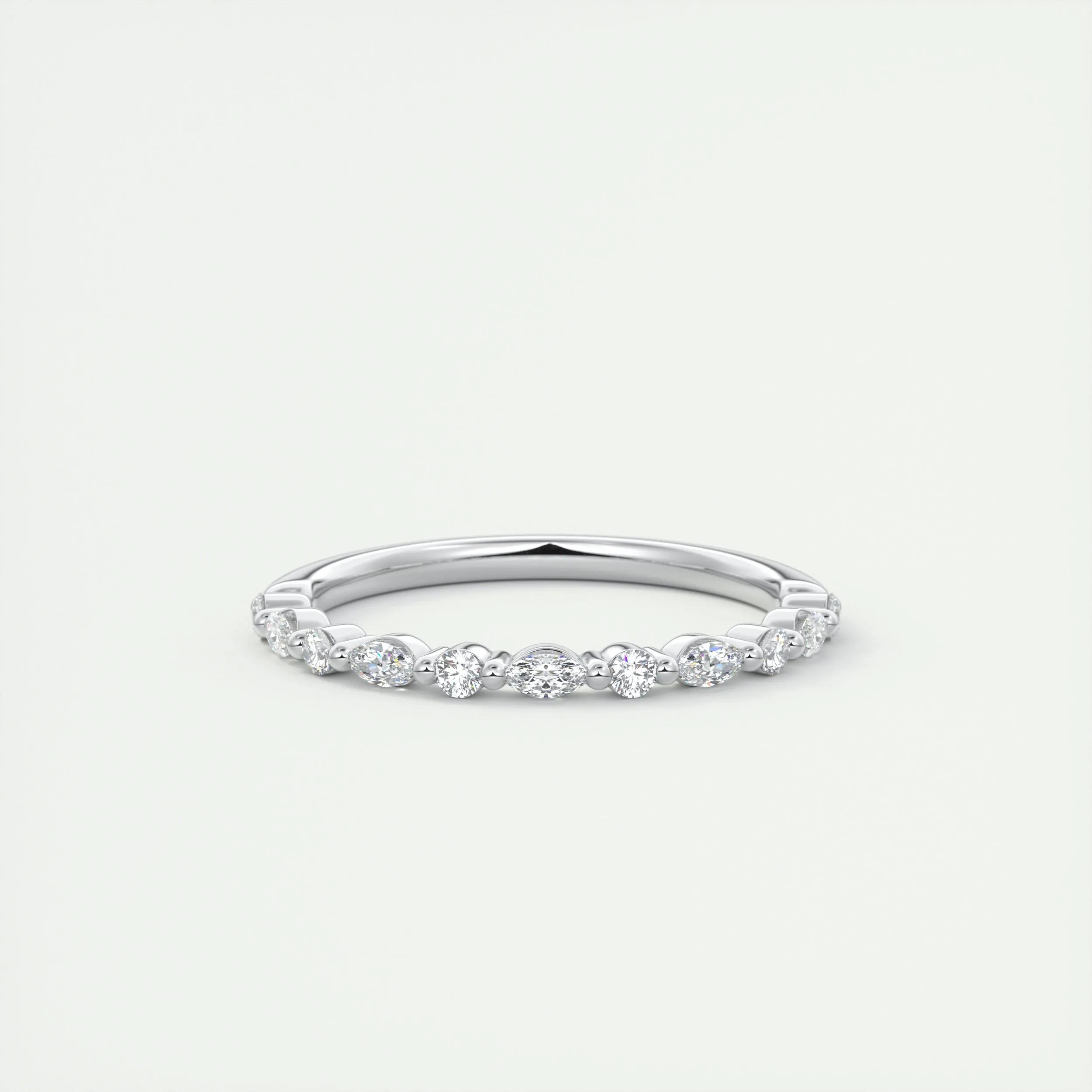 0.32 TCW Marquise & Round CVD Diamond Bubble Prongs Wedding Band - Camila Brown