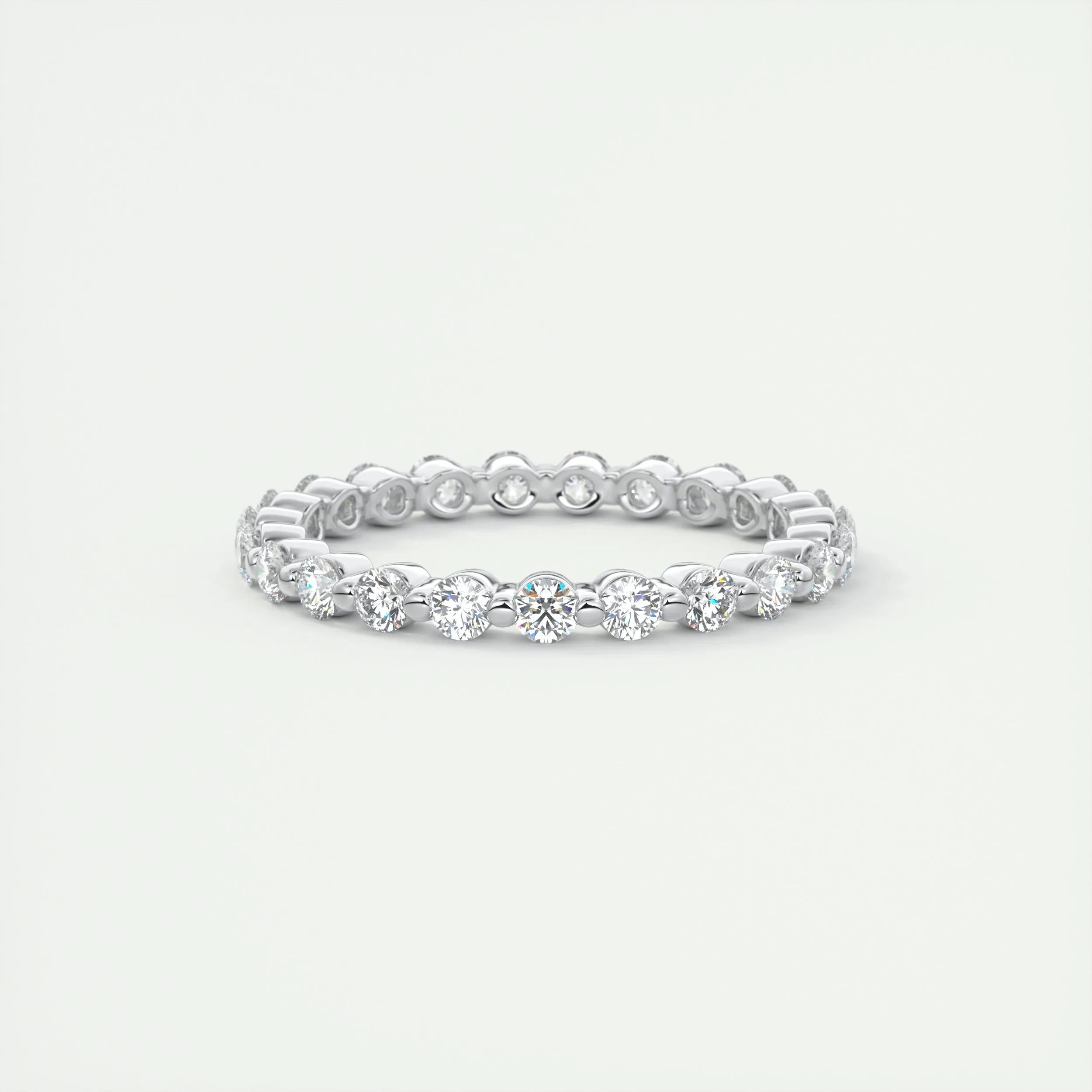 0.69 TCW Round CVD Diamond bubble prong Wedding Band - Camila Brown