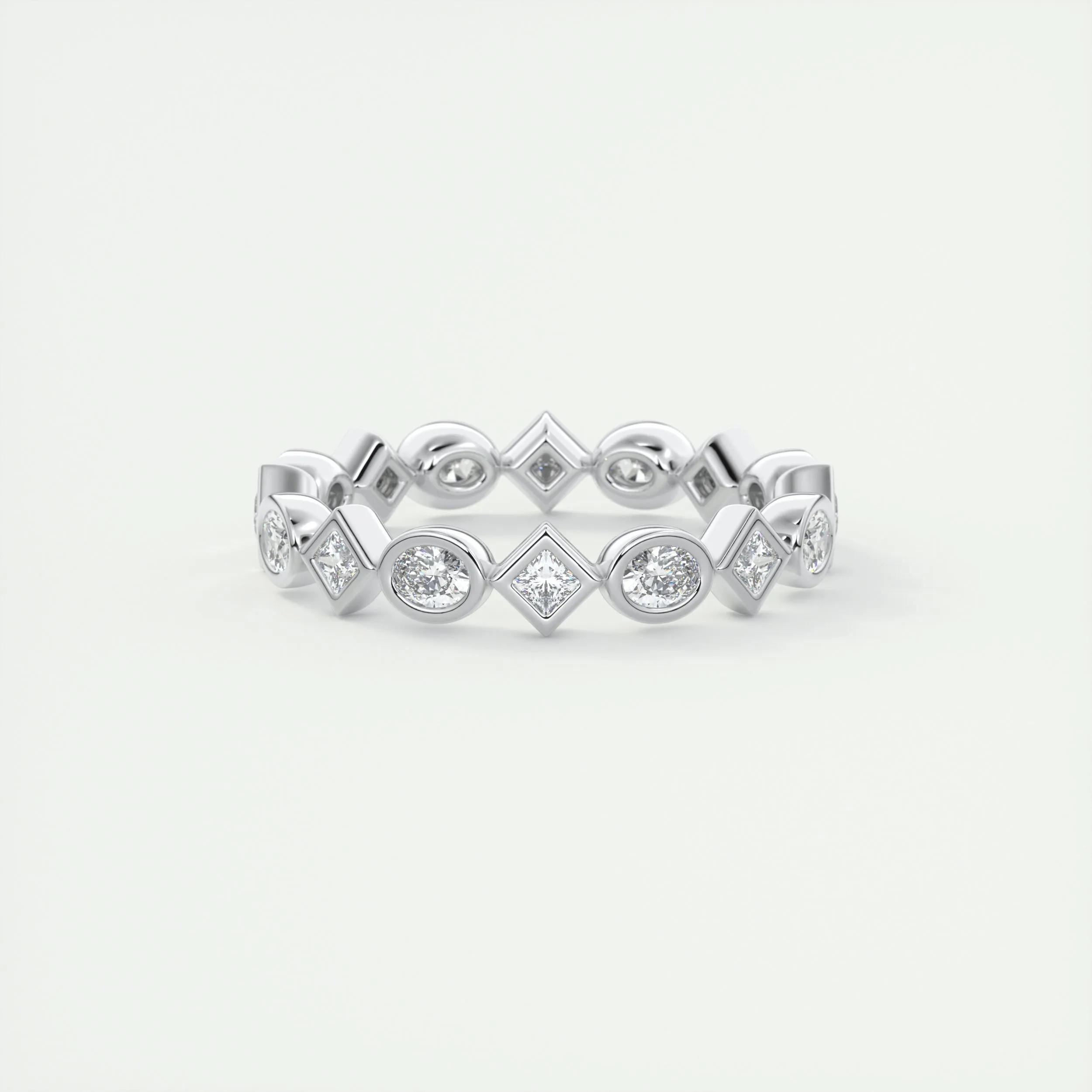 0.72 TCW Oval & Princess CVD Diamond Bezel Setting Wedding Band - Camila Brown