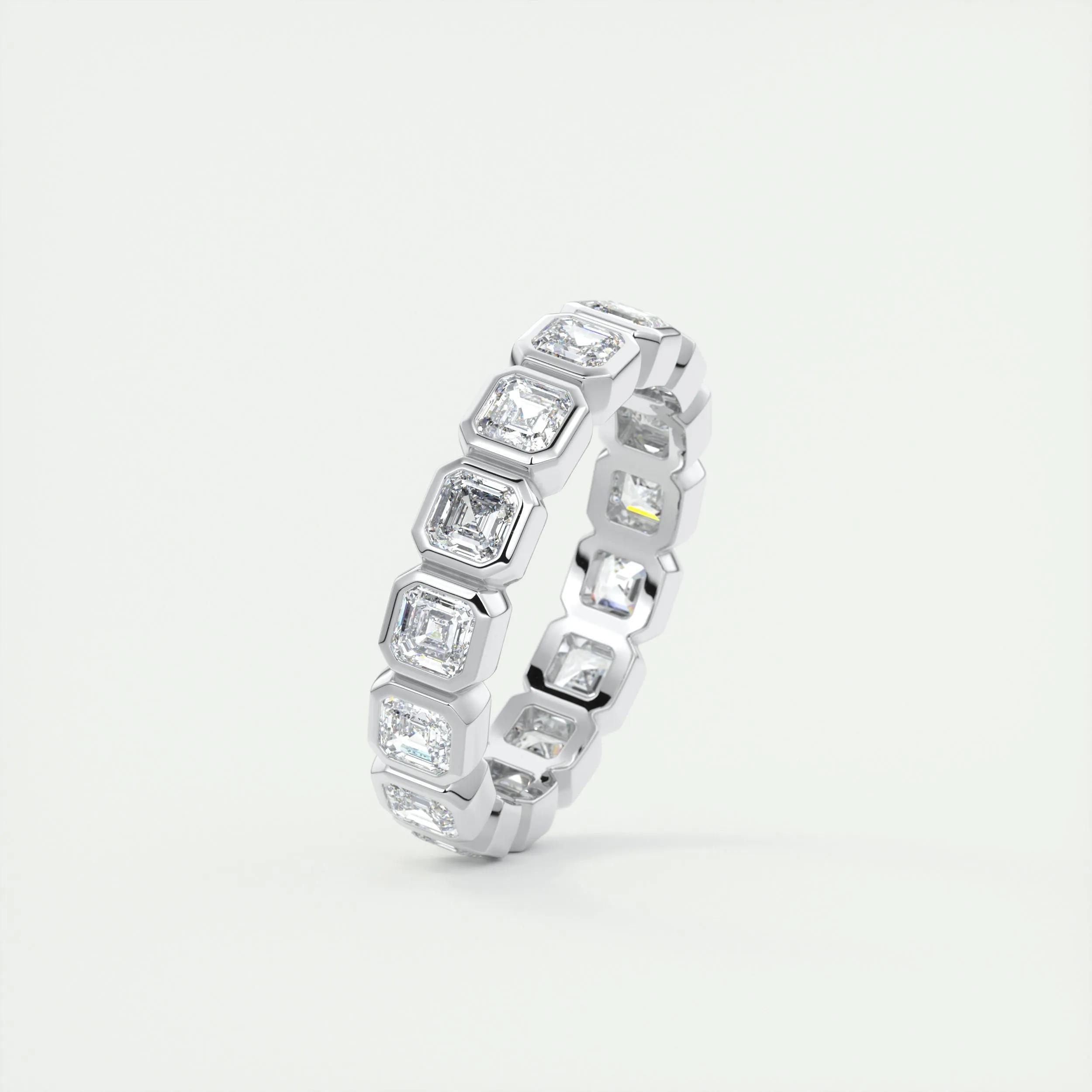 2.25 TCW Asscher CVD Diamond Bezel Wedding Band - Camila Brown