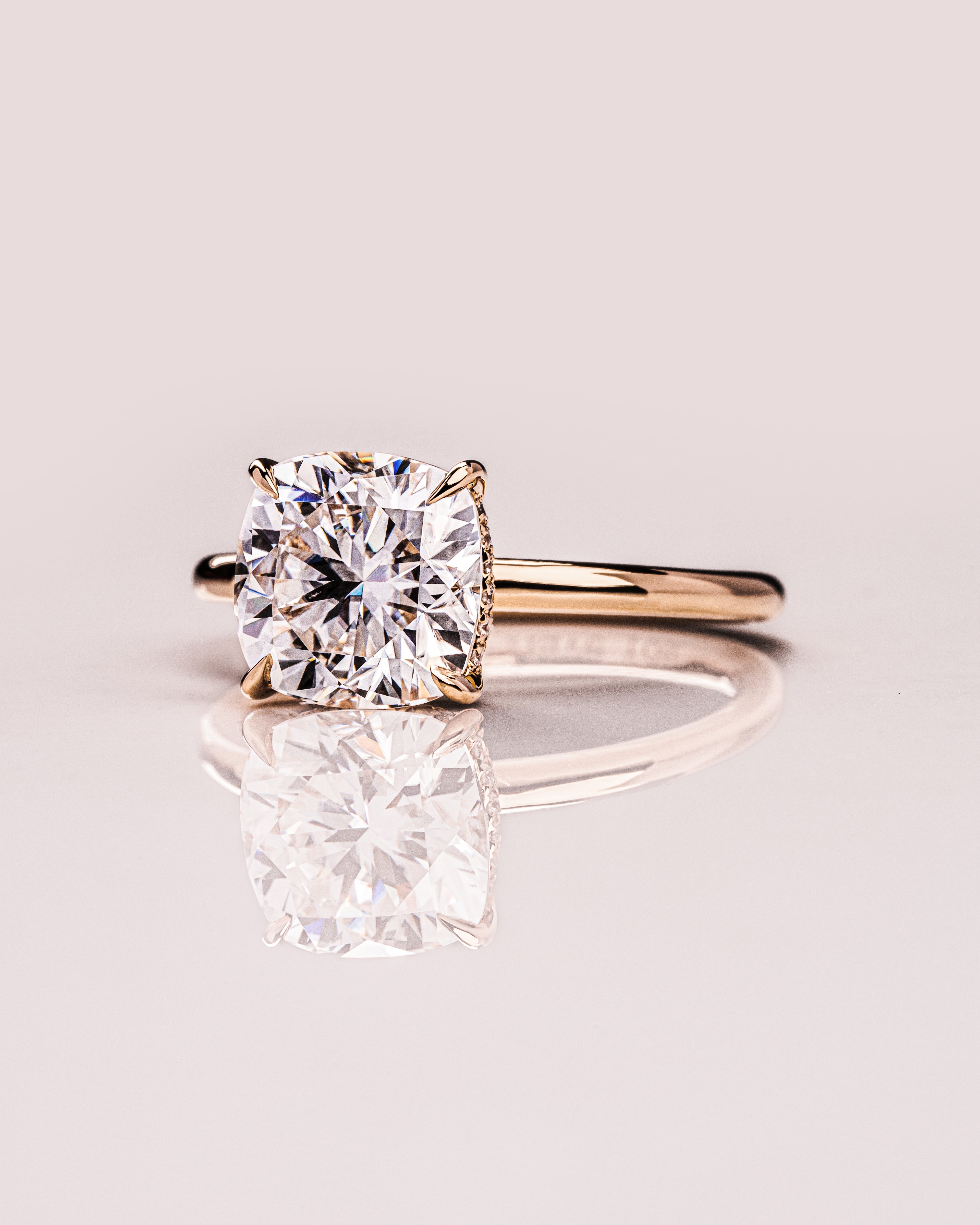 1.15 - 3.15 CT Cushion F/VS1 CVD Diamond Hidden Halo Engagement Ring - Camila Brown