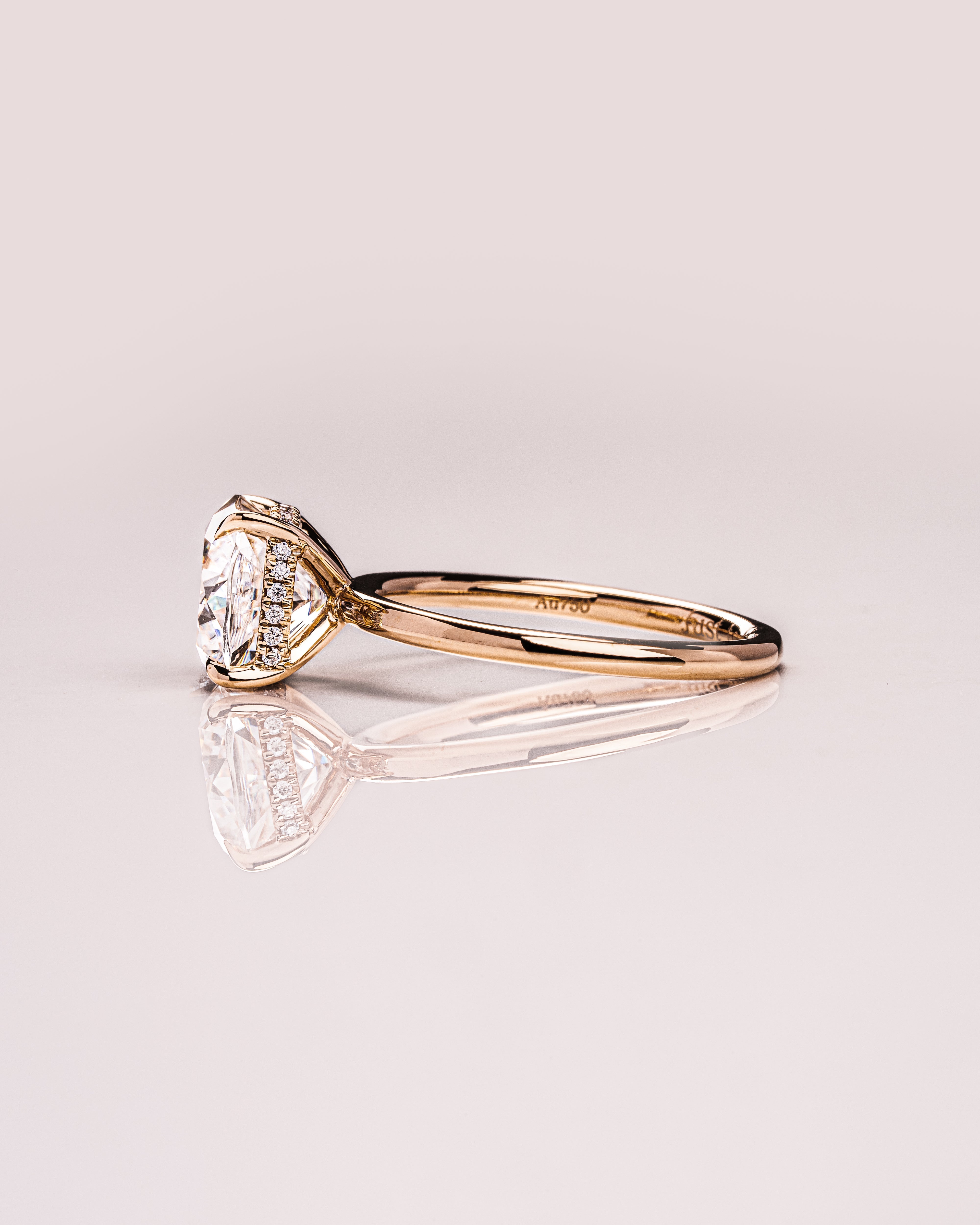 1.15 - 3.15 CT Cushion F/VS1 CVD Diamond Hidden Halo Engagement Ring - Camila Brown