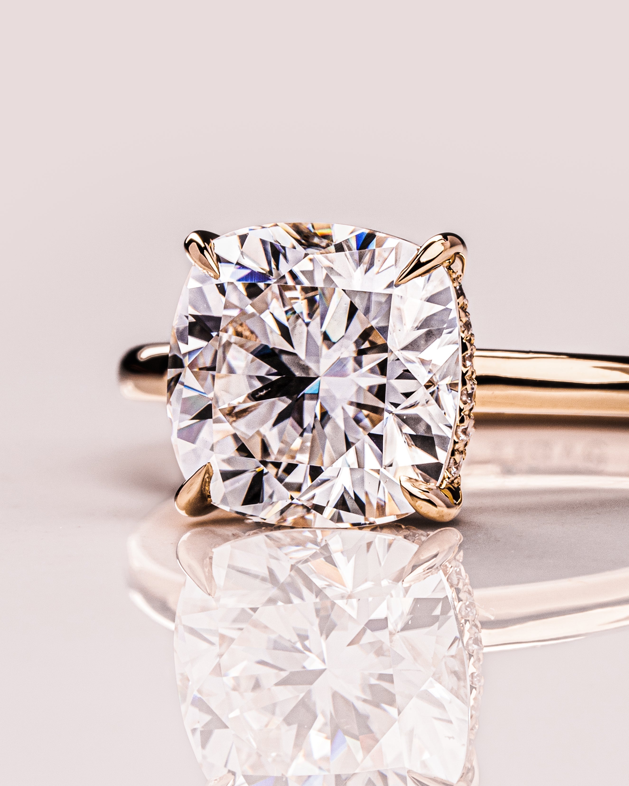 1.15 - 3.15 CT Cushion F/VS1 CVD Diamond Hidden Halo Engagement Ring - Camila Brown