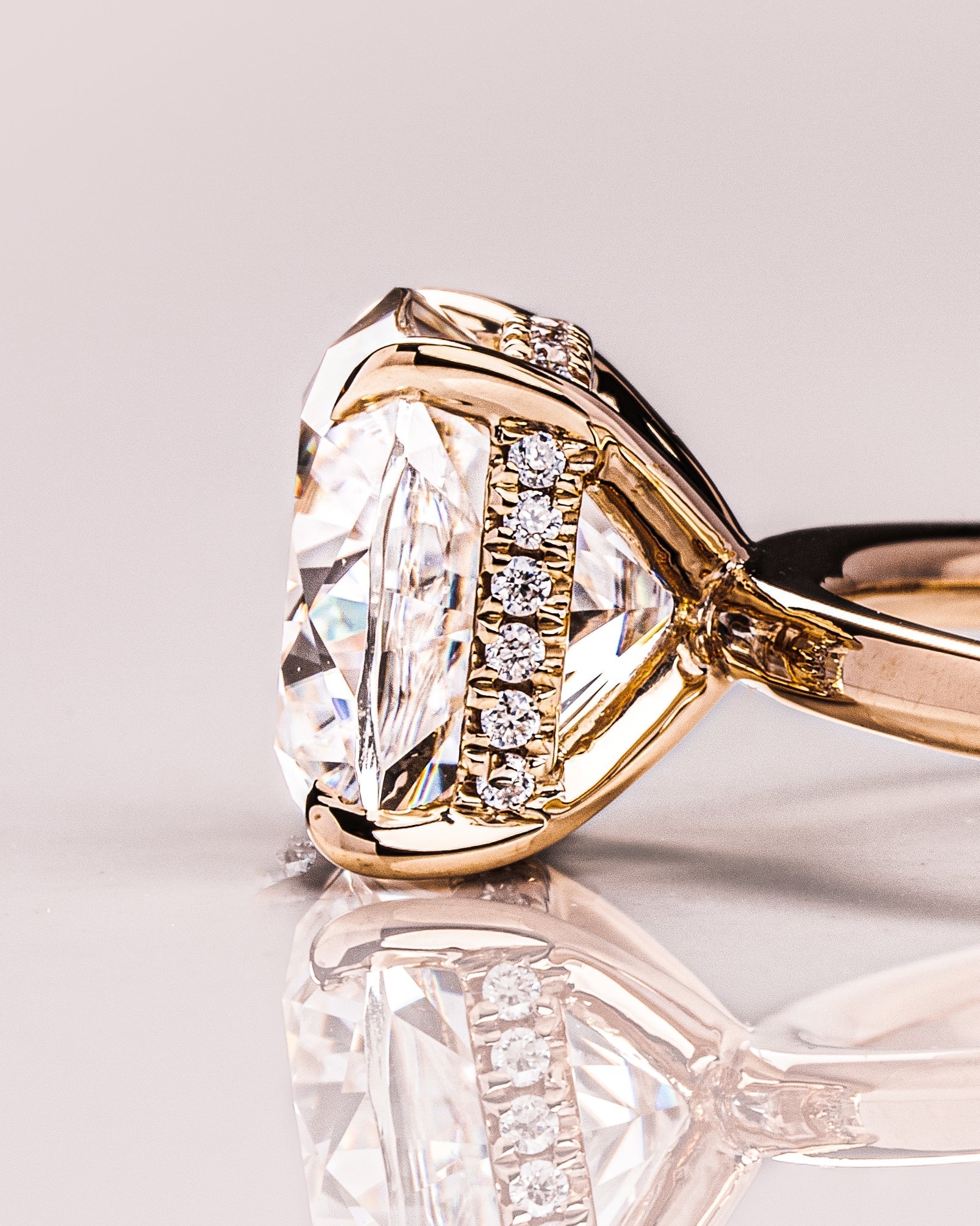 1.15 - 3.15 CT Cushion F/VS1 CVD Diamond Hidden Halo Engagement Ring - Camila Brown