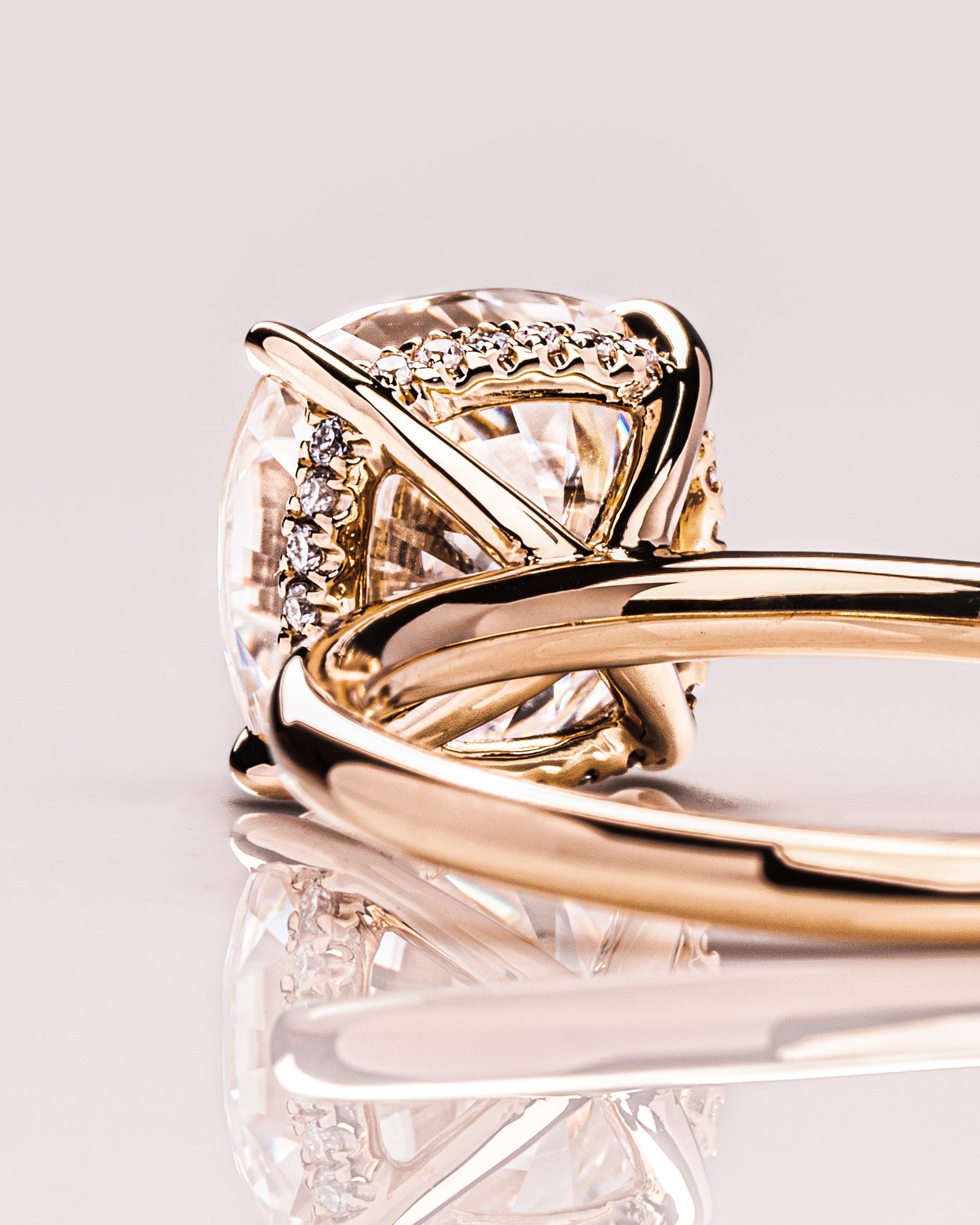 1.15 - 3.15 CT Cushion F/VS1 CVD Diamond Hidden Halo Engagement Ring - Camila Brown