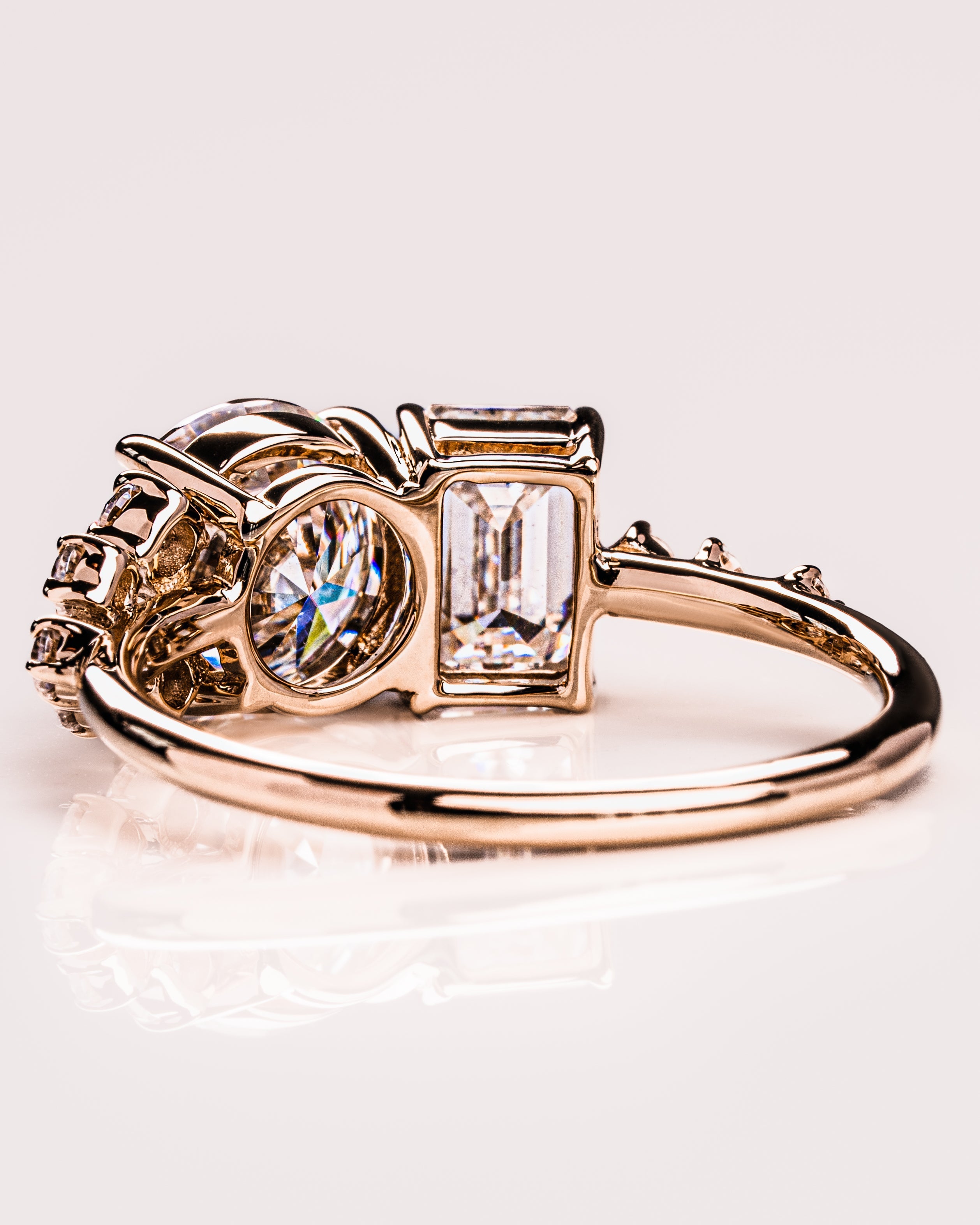 2.80 CT Emerald & Round G/VS2 CVD Diamond Two Stone Engagement Ring - Camila Brown