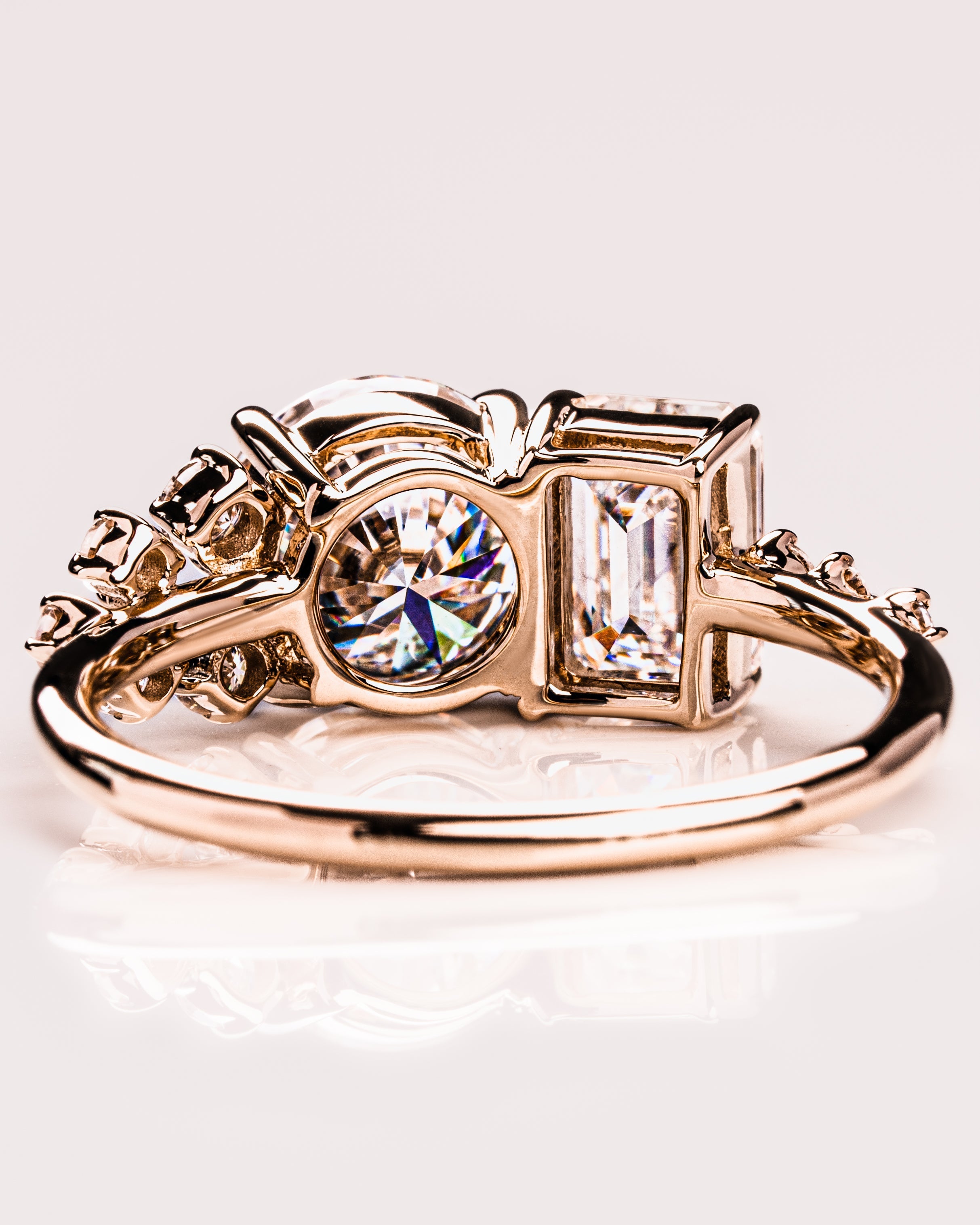 2.80 CT Emerald & Round G/VS2 CVD Diamond Two Stone Engagement Ring - Camila Brown