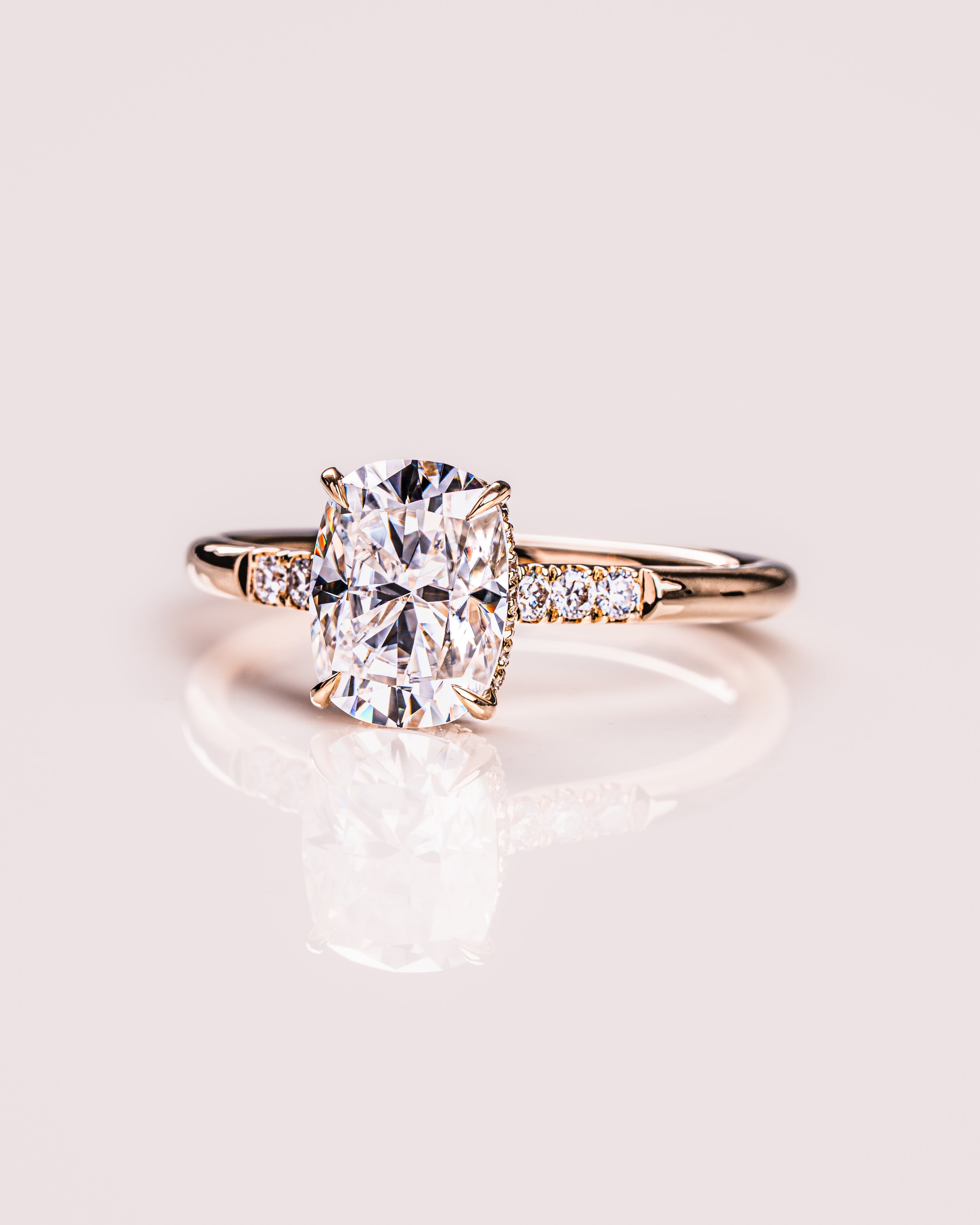 1.49 CT Cushion E/VS1 CVD Diamond Hidden Halo Engagement Ring - Camila Brown