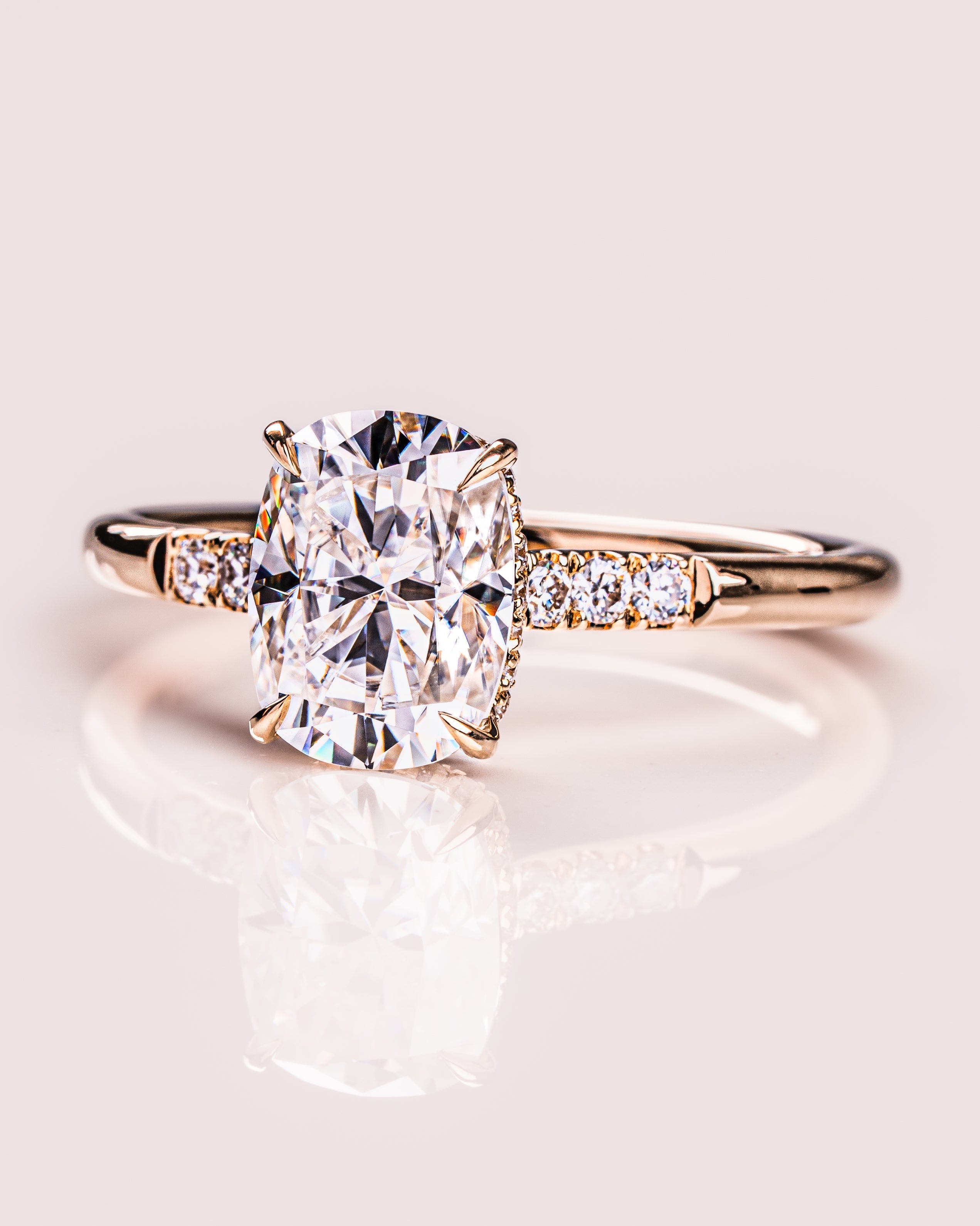 1.49 CT Cushion E/VS1 CVD Diamond Hidden Halo Engagement Ring - Camila Brown