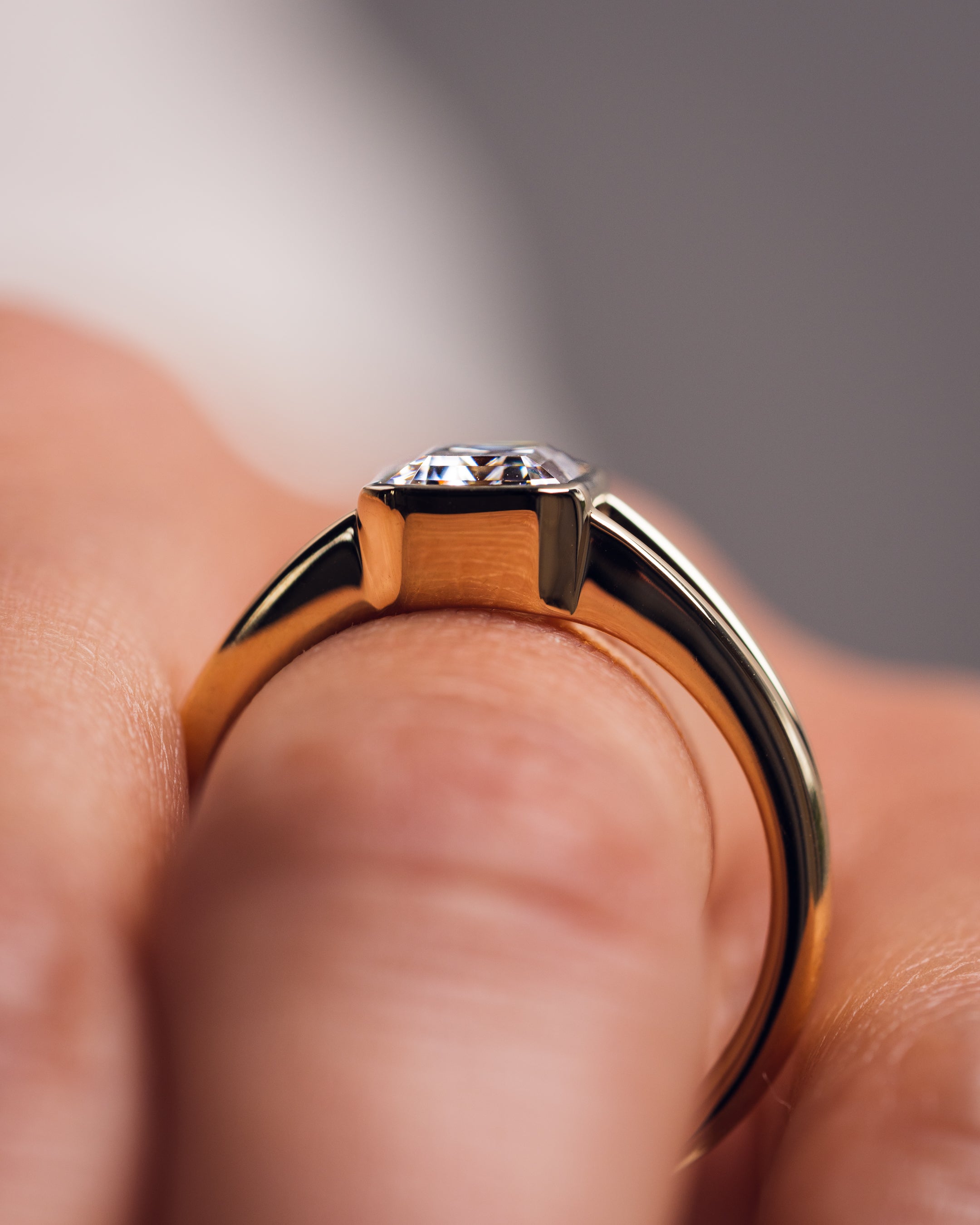 1.60 CT Emerald F/VS2 CVD Diamond Bezel Solitaire Engagement Ring - Camila Brown