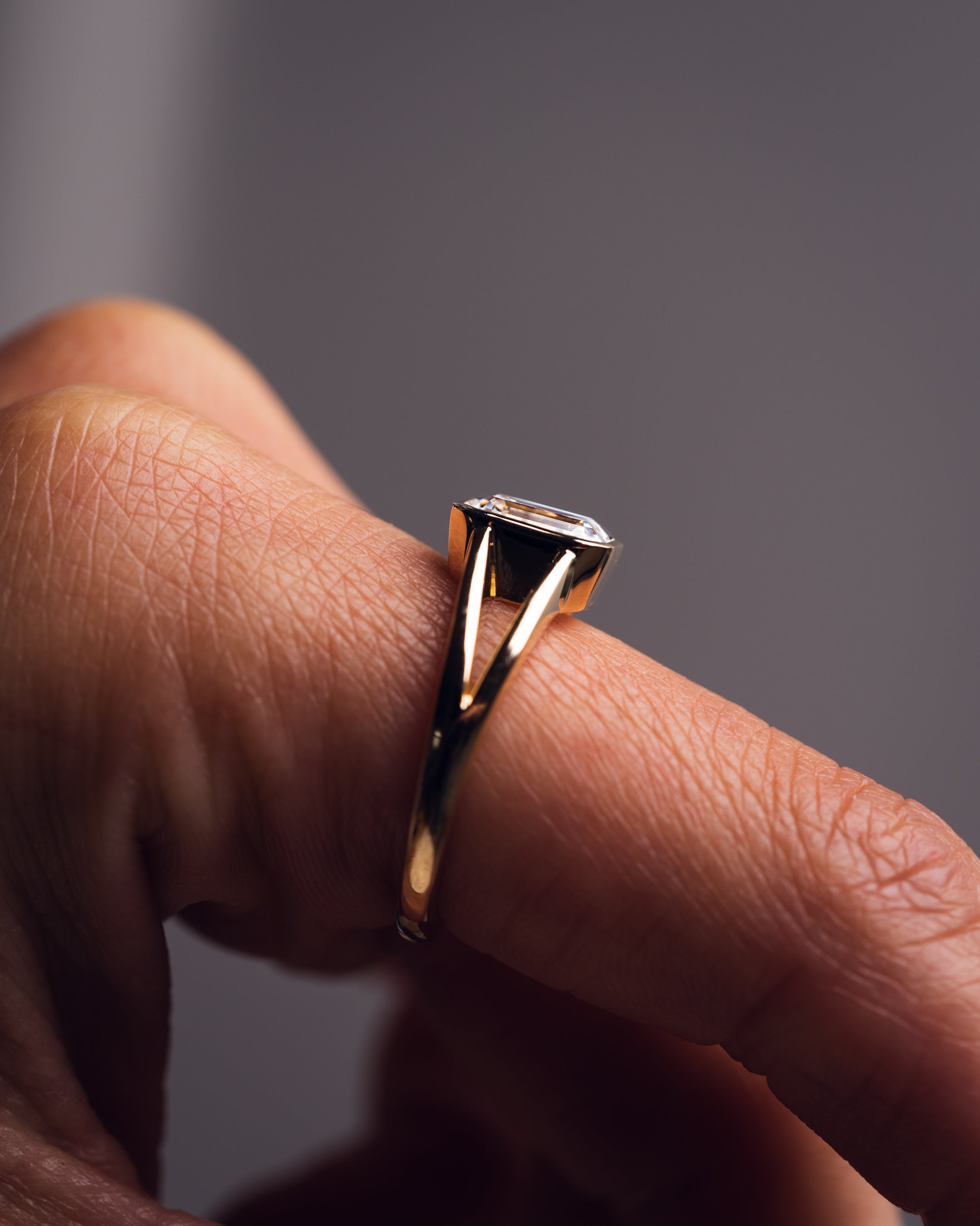 1.60 CT Emerald F/VS2 CVD Diamond Bezel Solitaire Engagement Ring - Camila Brown