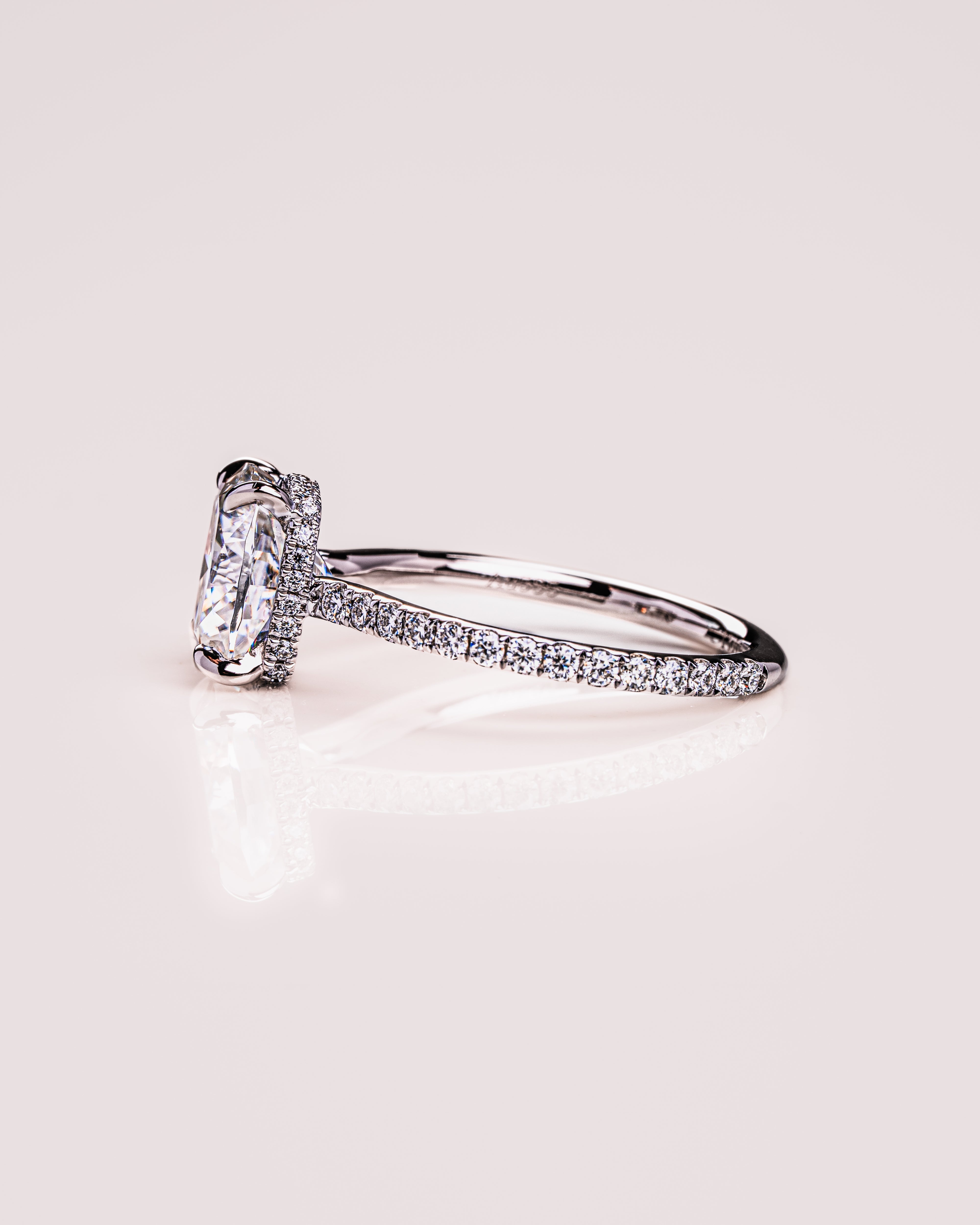 0.96 CT Cushion F/VS1 CVD Diamond Hidden Halo Pave Setting Engagement Ring - Camila Brown