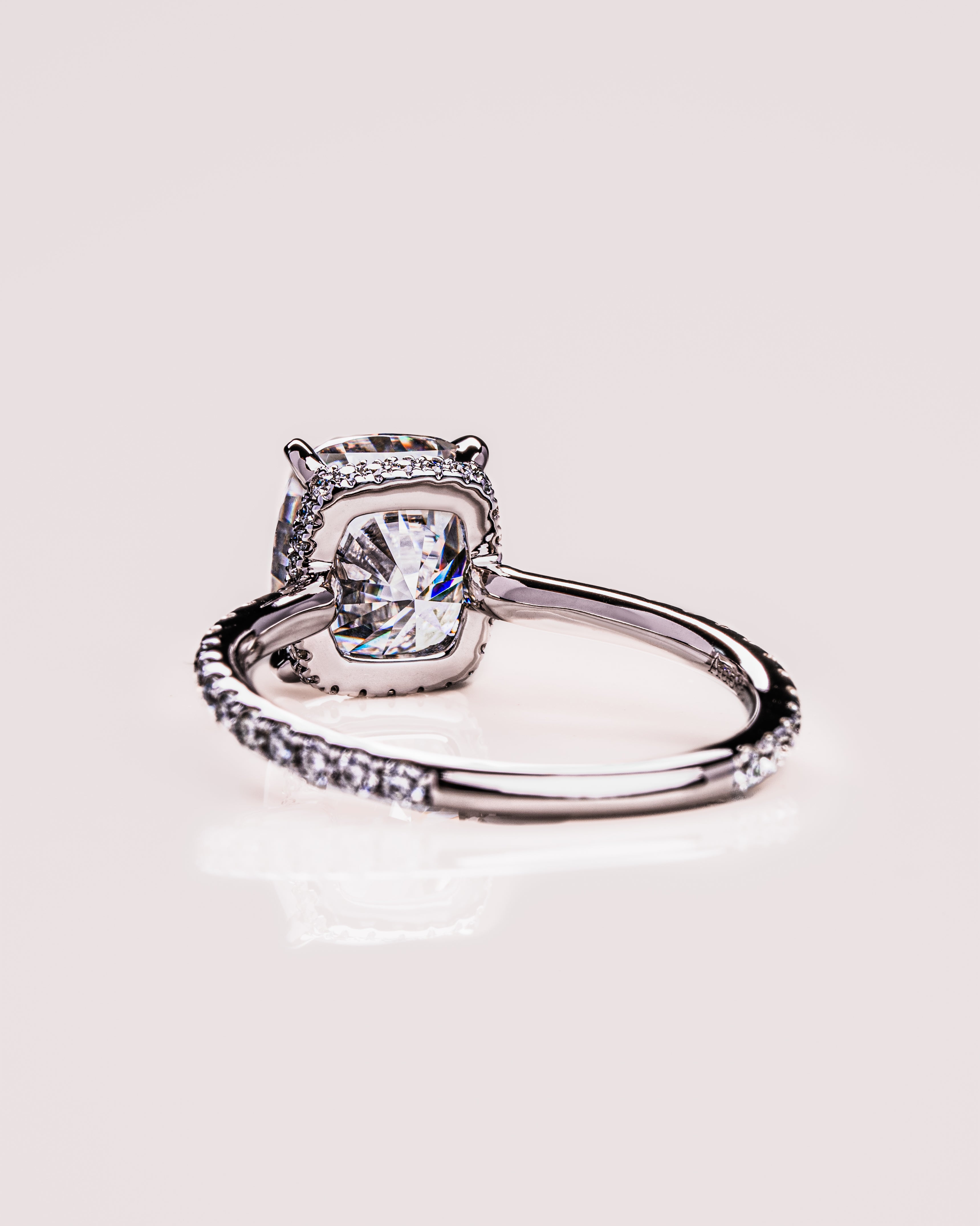 0.96 CT Cushion F/VS1 CVD Diamond Hidden Halo Pave Setting Engagement Ring - Camila Brown
