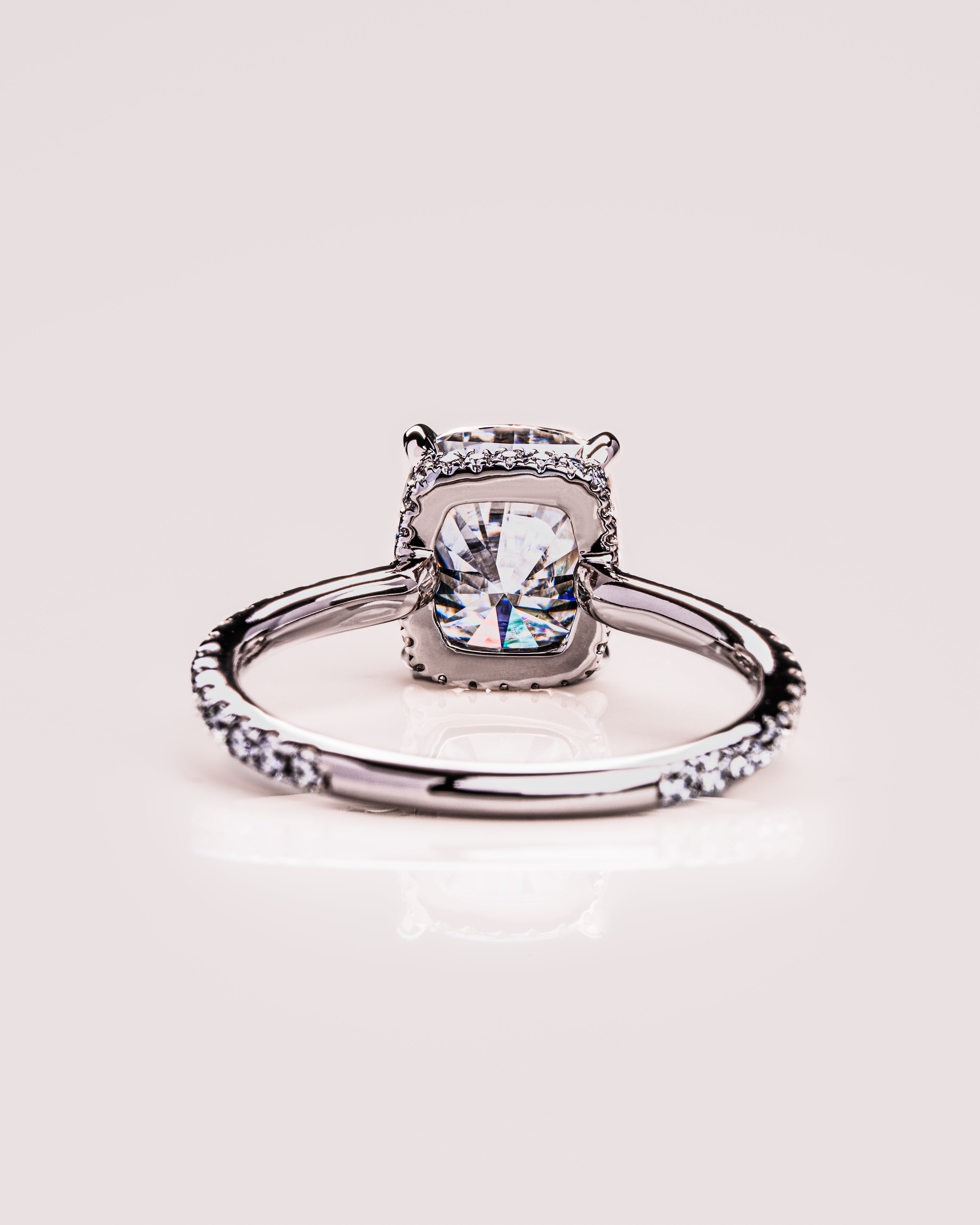 0.96 CT Cushion F/VS1 CVD Diamond Hidden Halo Pave Setting Engagement Ring - Camila Brown
