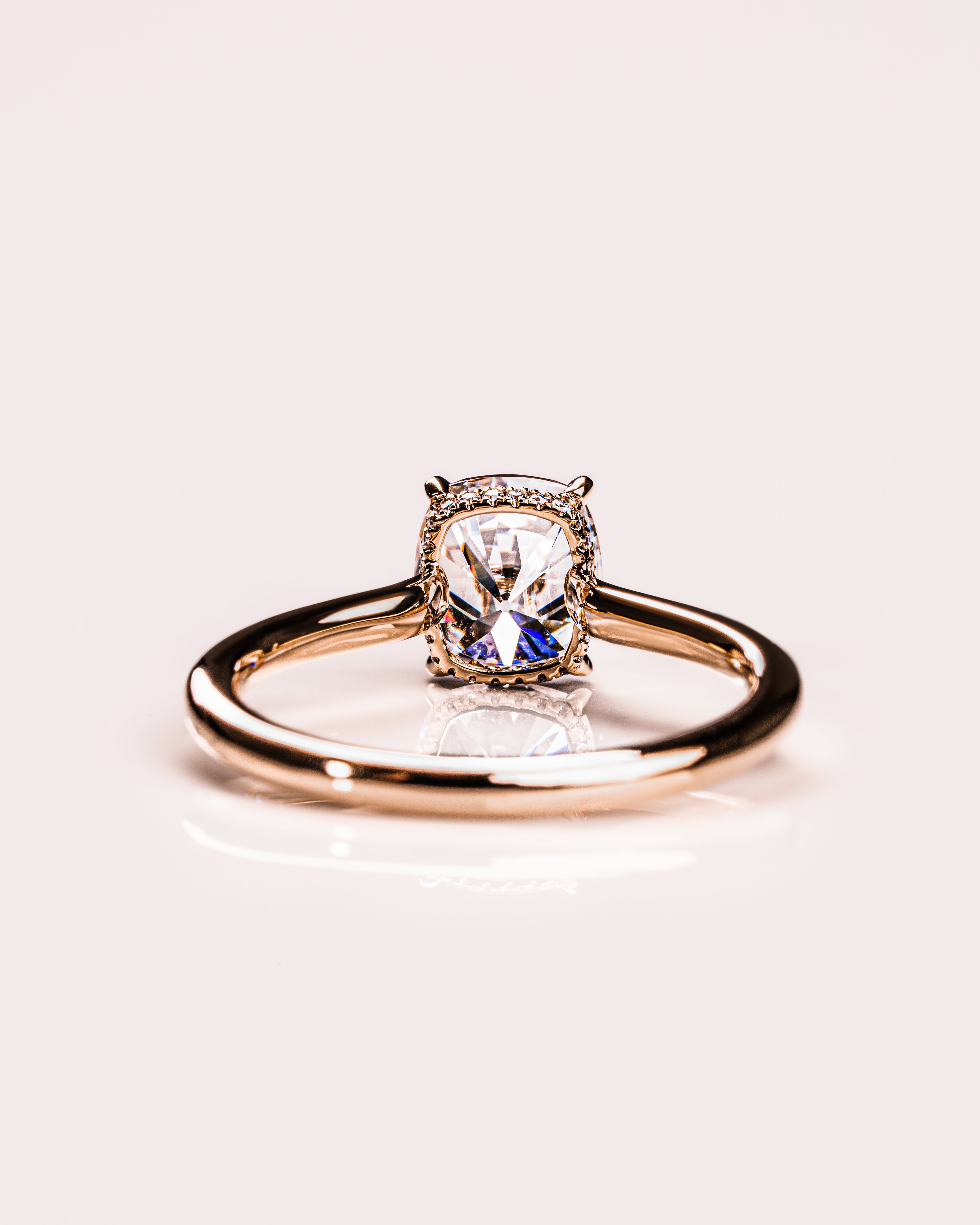 0.96 CT Cushion F/VS2 CVD Diamond Hidden Halo Engagement Ring - Camila Brown