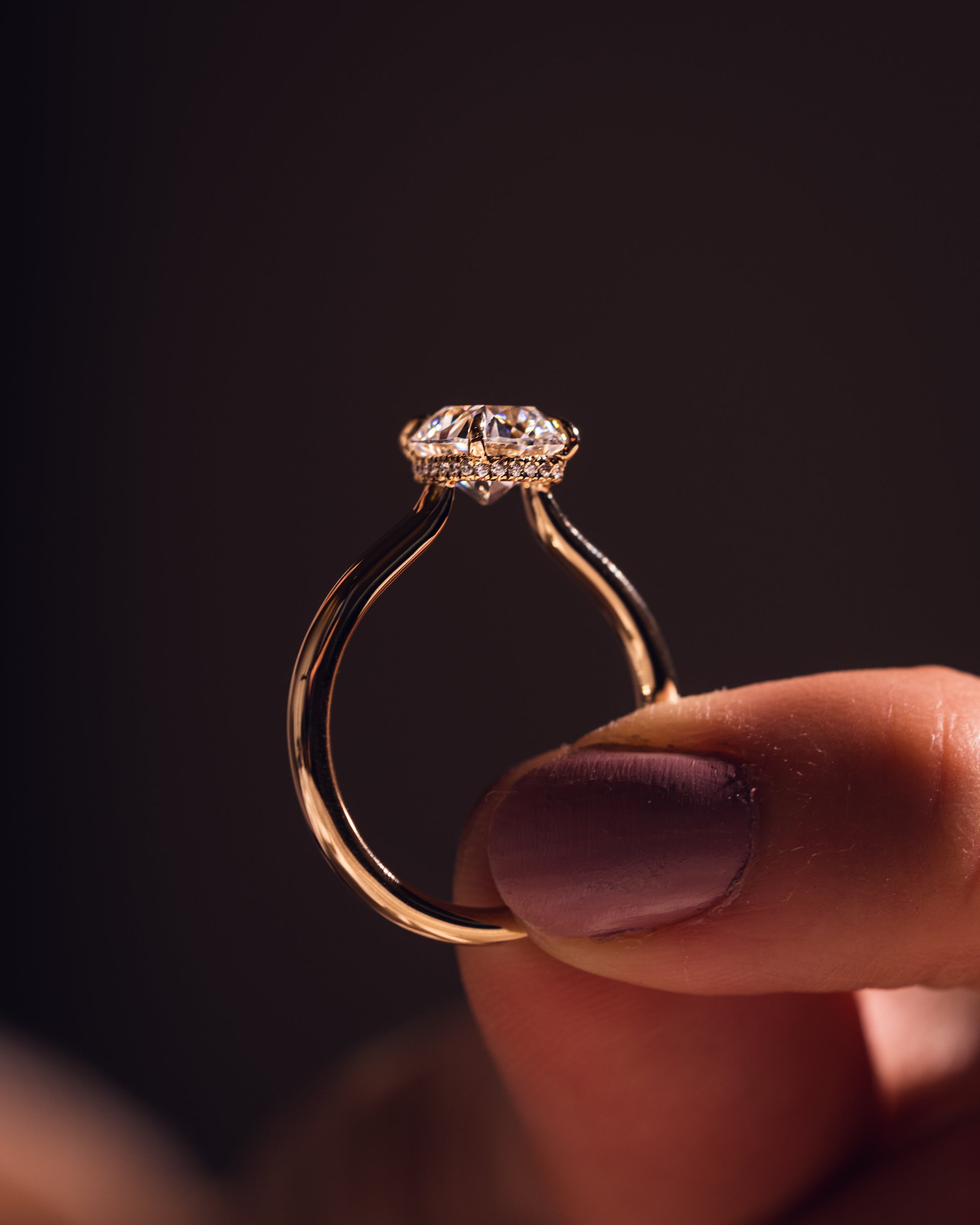 0.96 CT Cushion F/VS2 CVD Diamond Hidden Halo Engagement Ring - Camila Brown