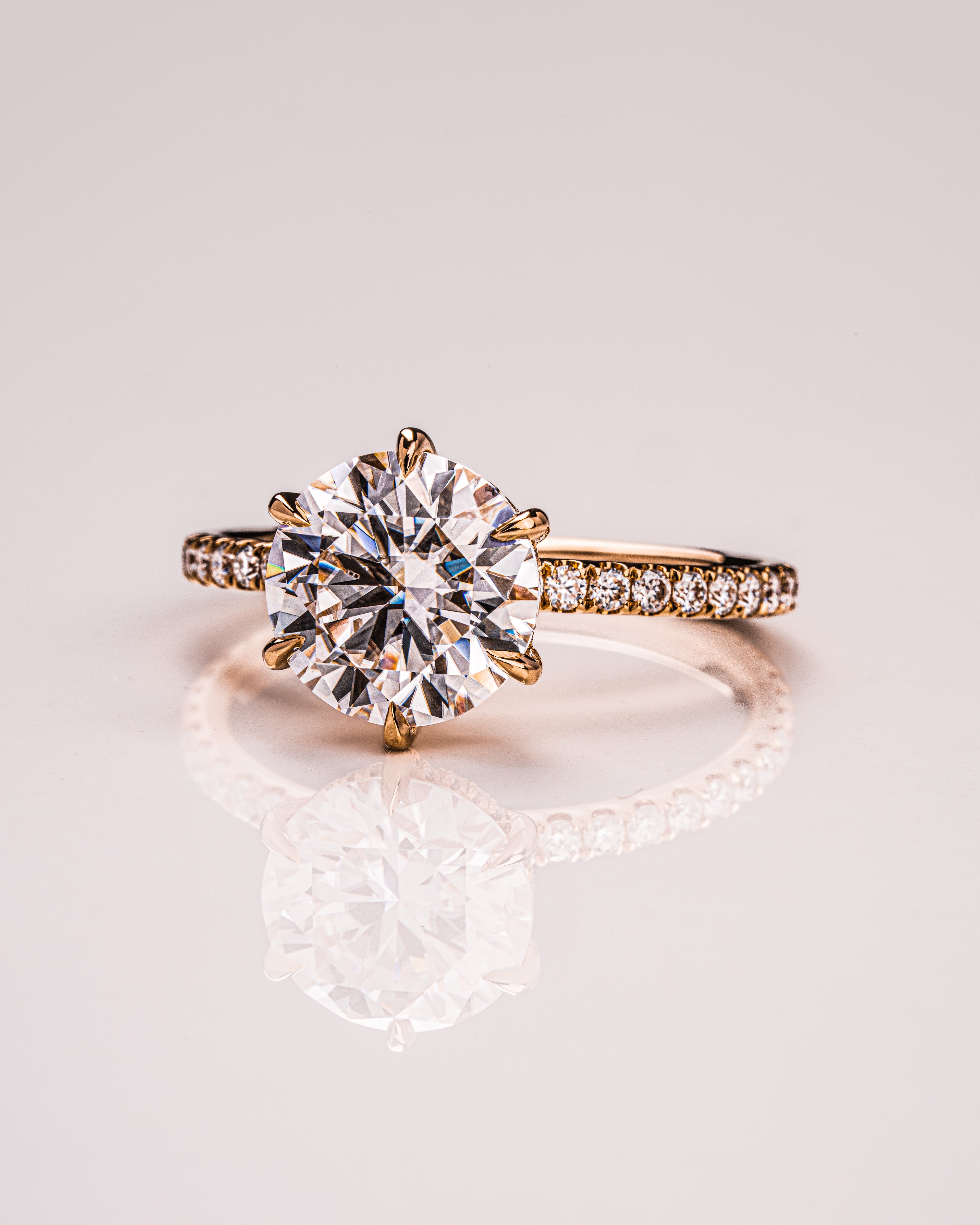 1.75 CT-3.75 CT Round F/VS1 CVD Diamond Hidden Halo Pave Setting Engagement Ring - Camila Brown