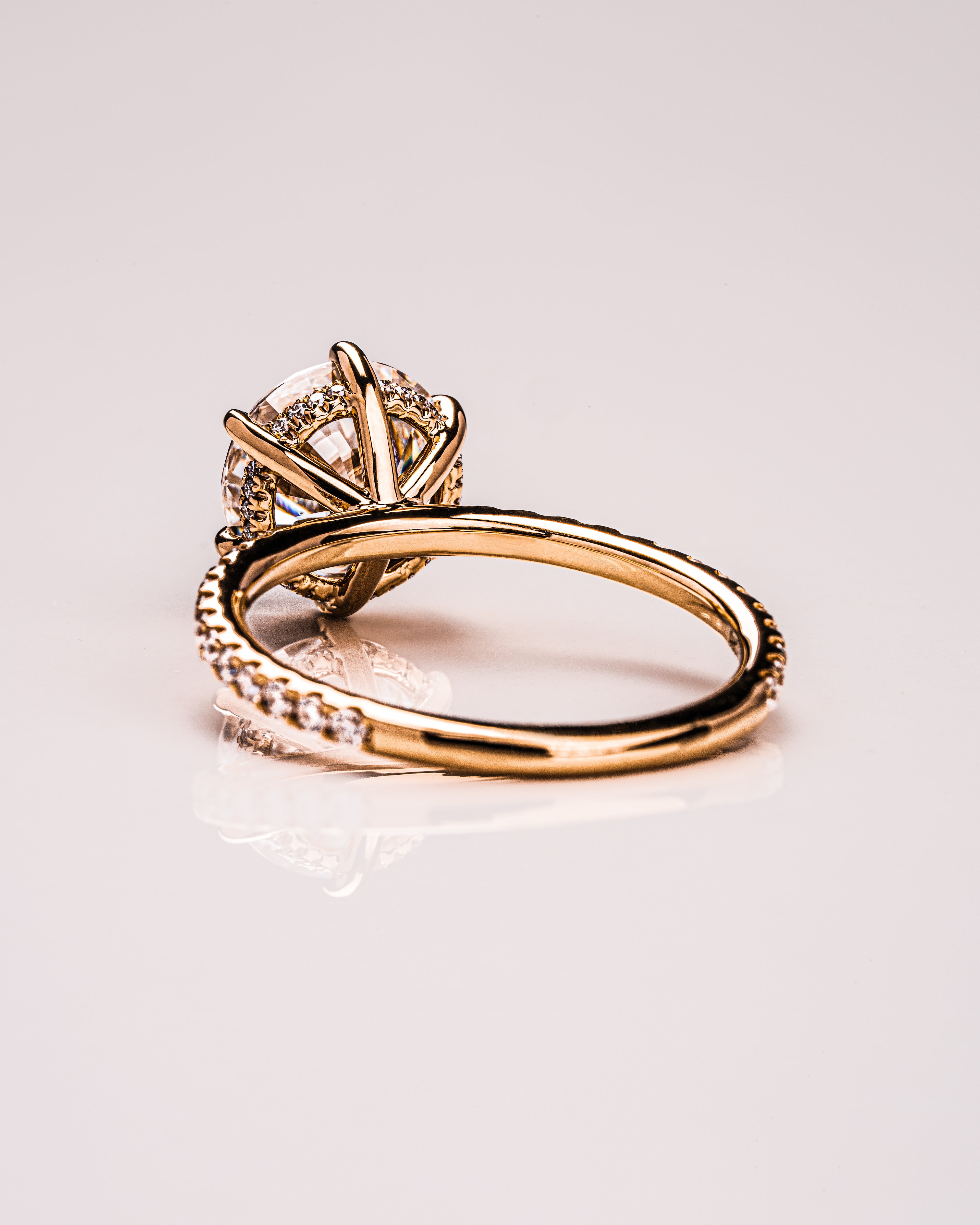 1.75 CT-3.75 CT Round F/VS1 CVD Diamond Hidden Halo Pave Setting Engagement Ring - Camila Brown